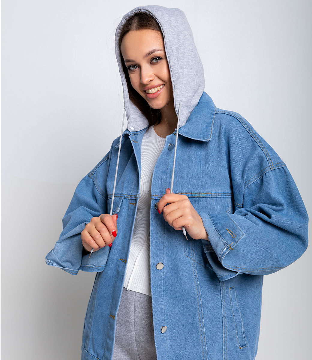 Джинсовая куртка #КТ6858, голубой - фото 5