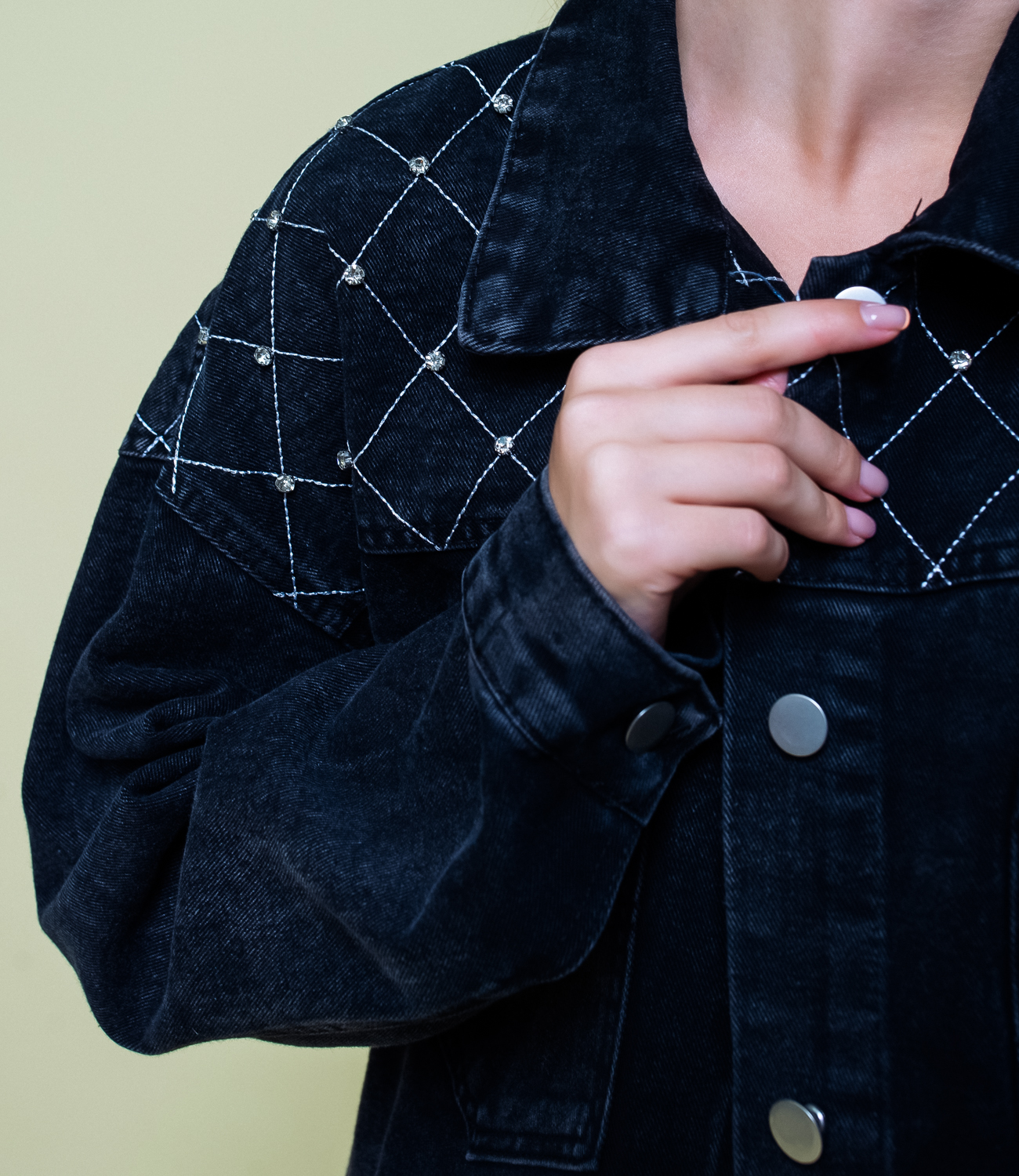 Джинсовая куртка #КТ527, Чёрный - фото 5