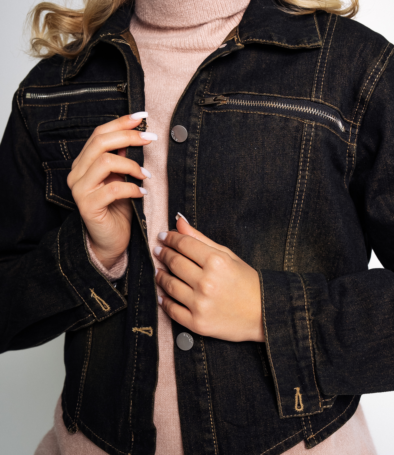 Джинсовая куртка #КТ0152, чёрный - фото 5
