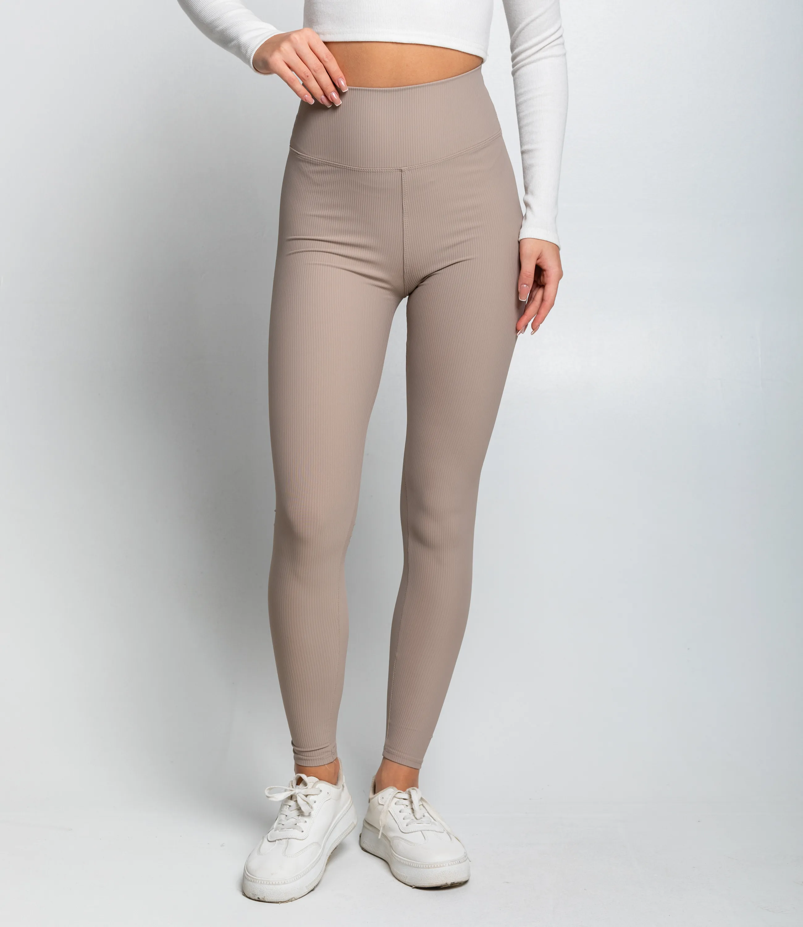 Леггинсы #КТ707 (3), бежево-серый - фото 2