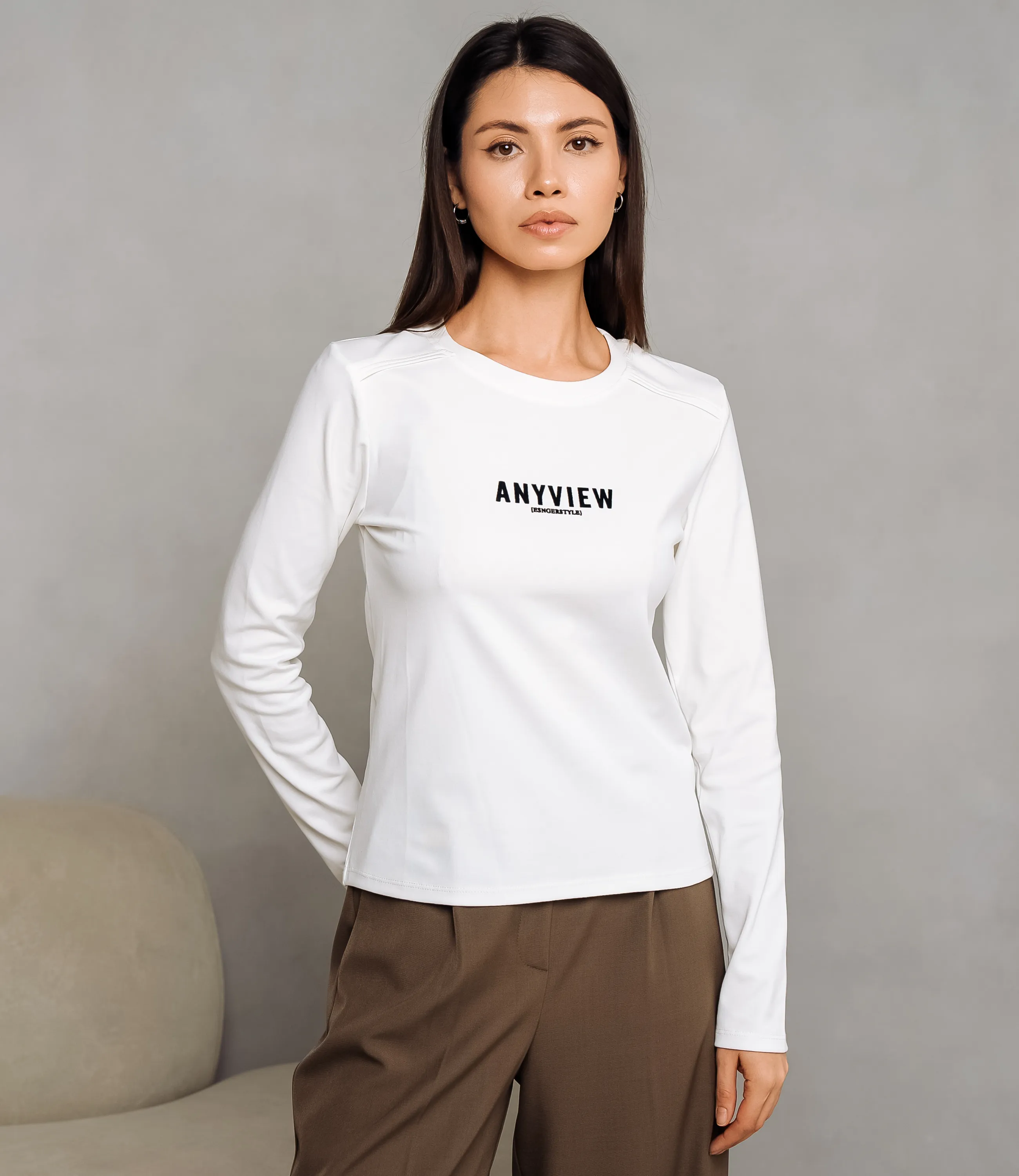 Лонгслив #КТ9072, молочный - фото 1