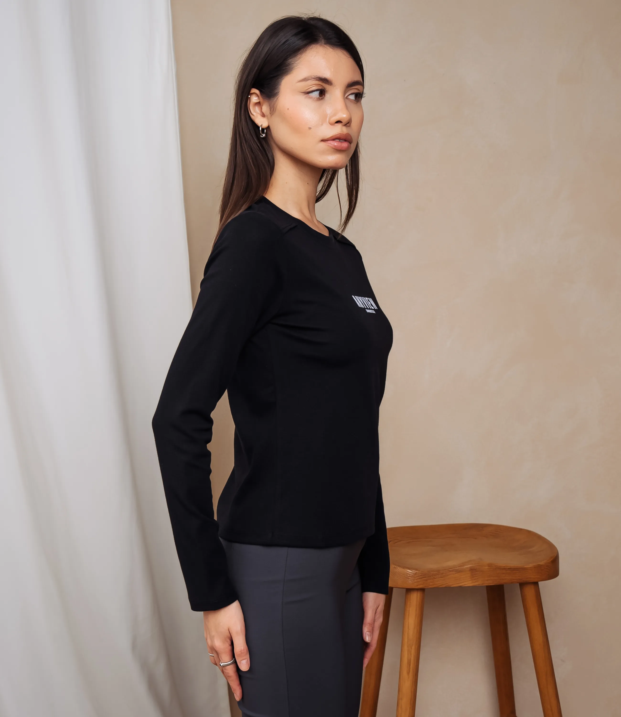 Лонгслив #КТ9072, чёрный - фото 2