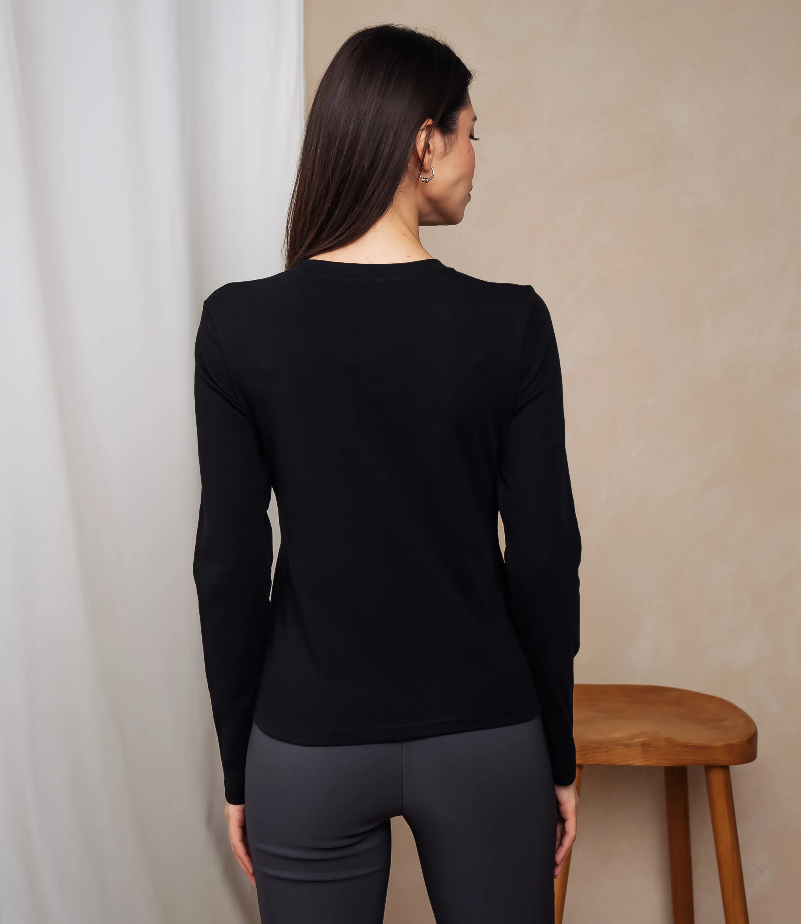 Лонгслив #КТ9072, чёрный - фото 3