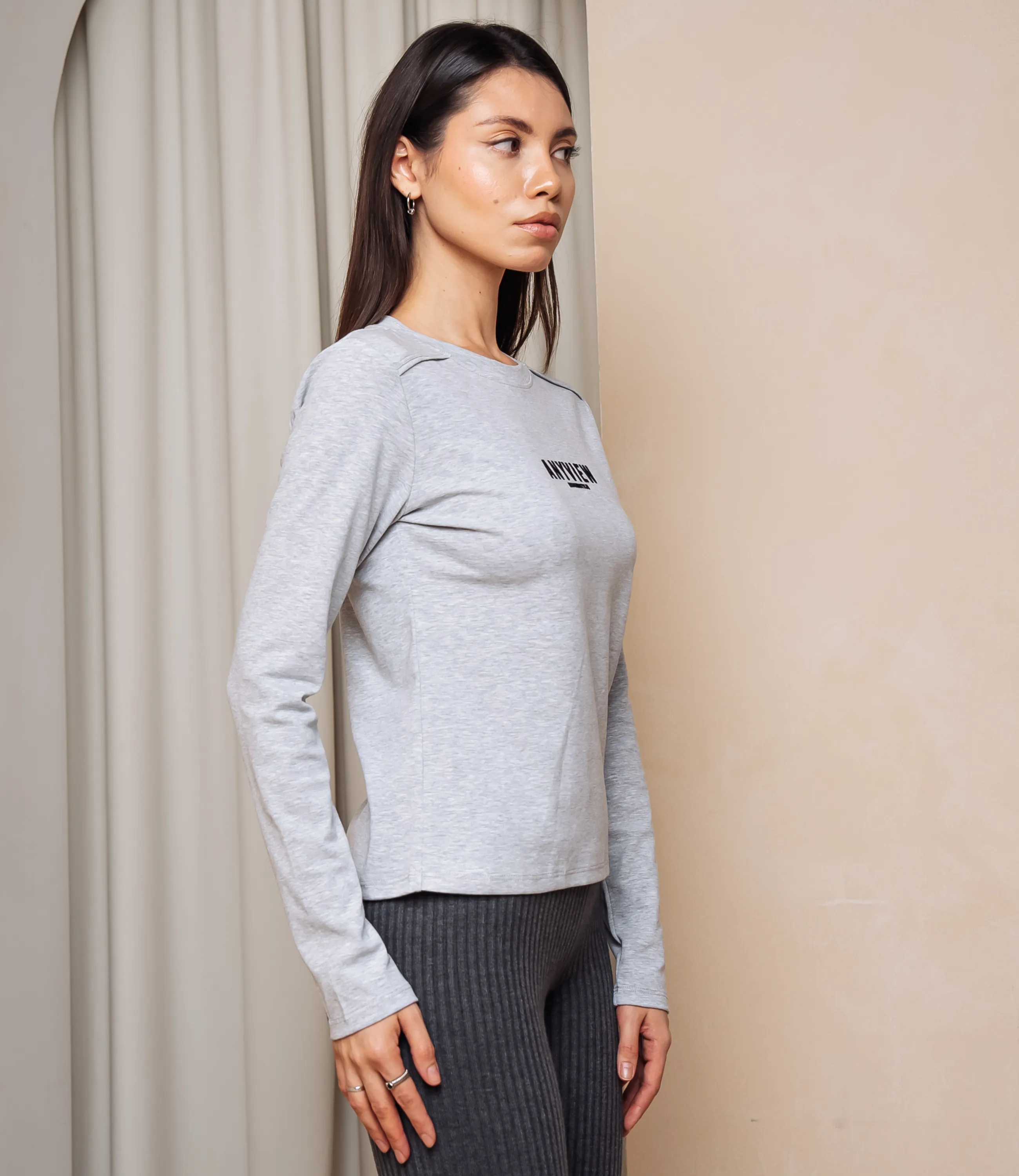 Лонгслив #КТ9072, серый меланж - фото 2