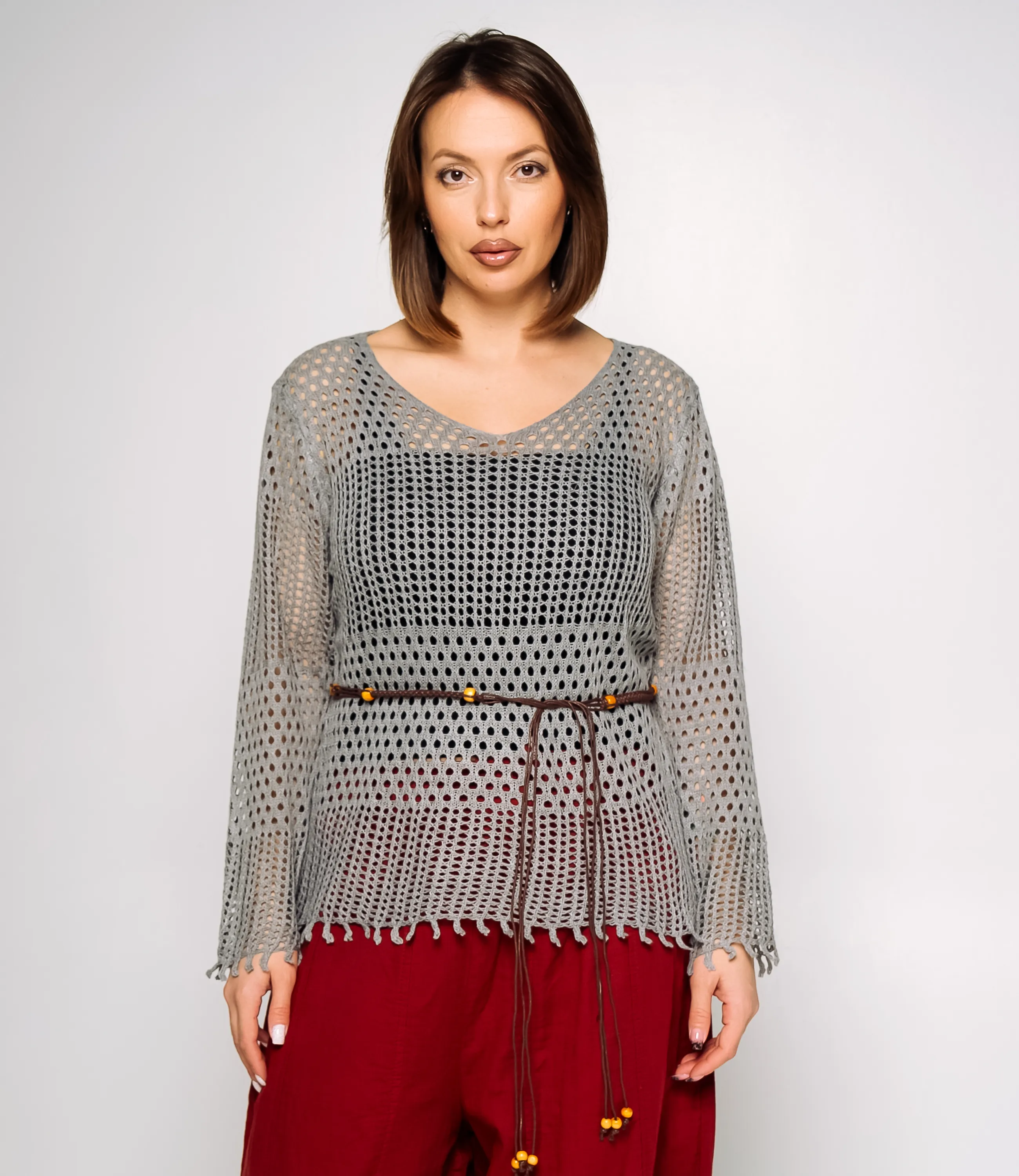 Лонгслив+топ #КТ2987, серый - фото 1