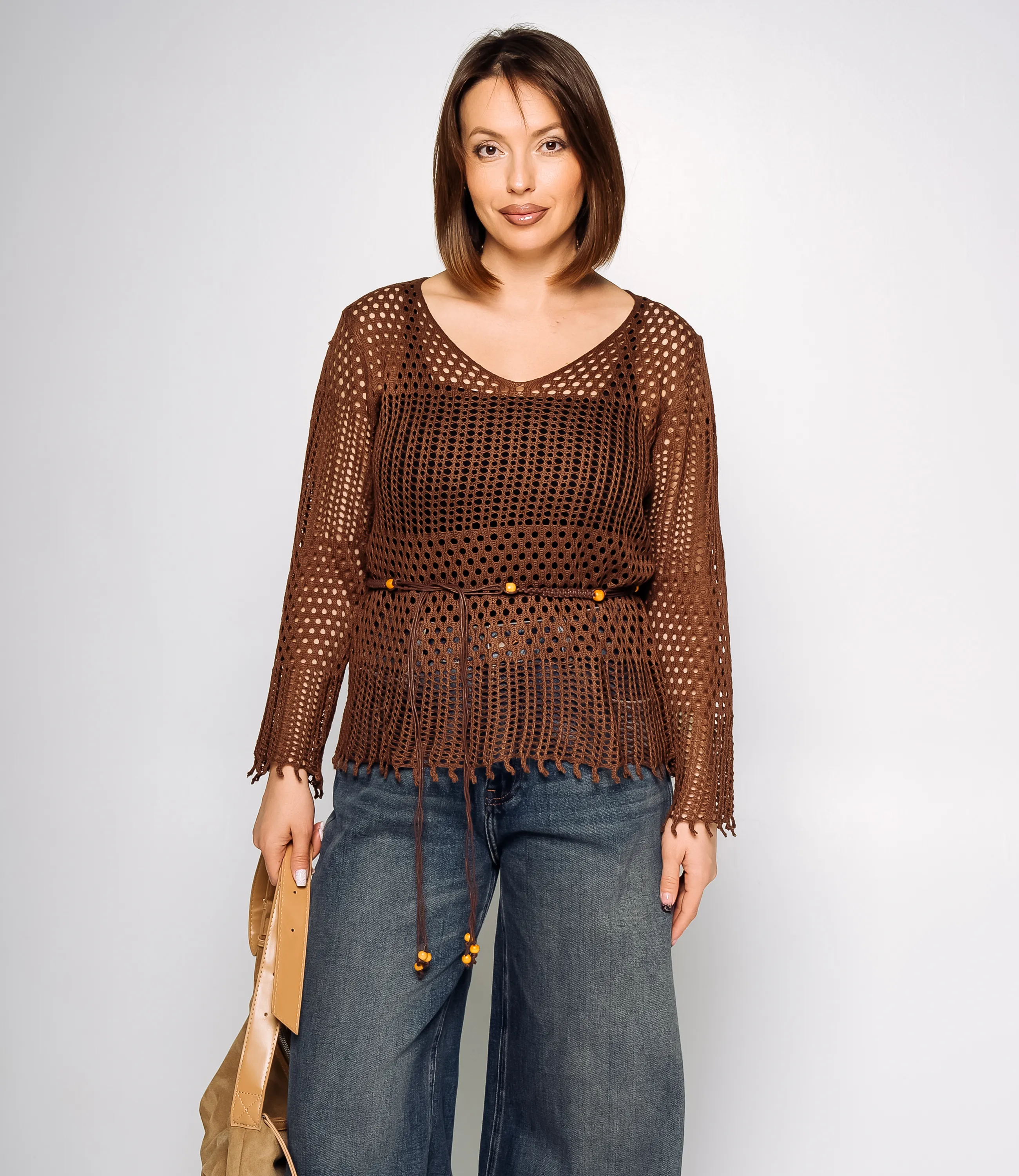 Лонгслив+топ #КТ2987, шоколадный - фото 1