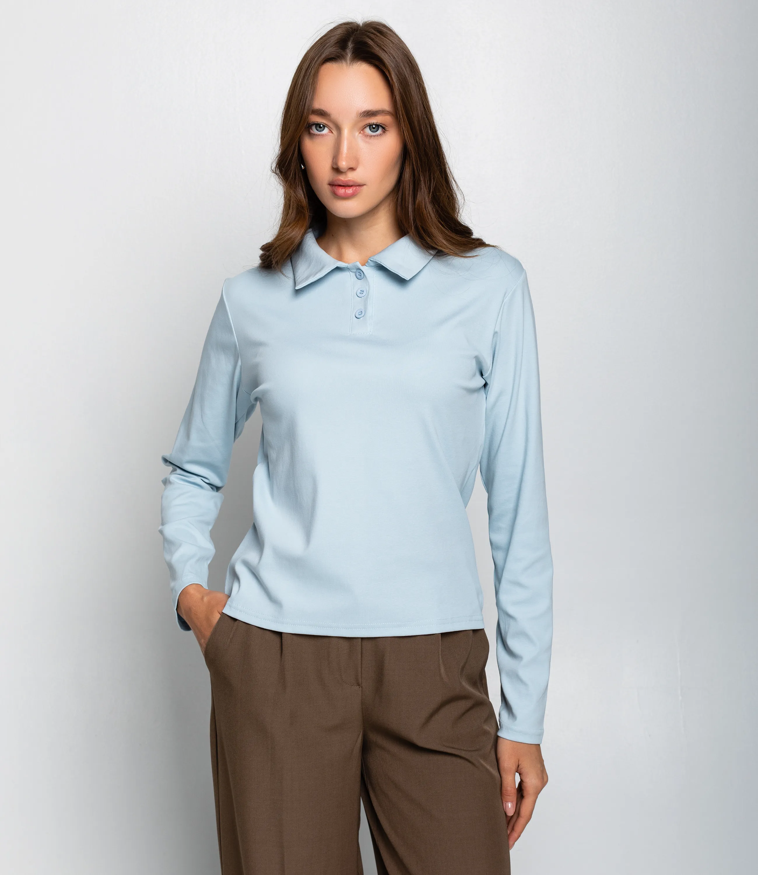 Лонгслив #КТ3396, голубой - фото 1