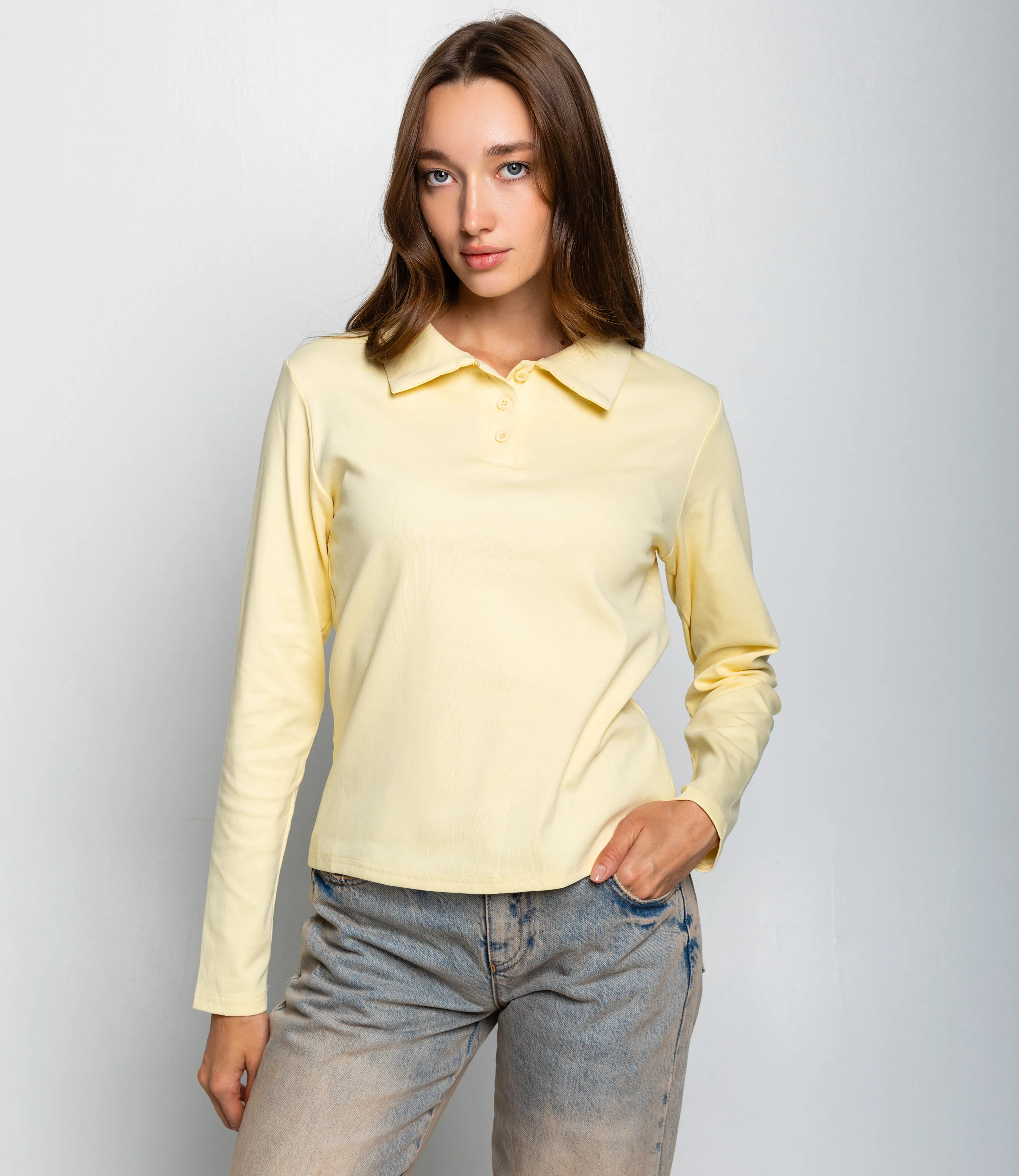 Лонгслив #КТ3396, жёлтый - фото 1