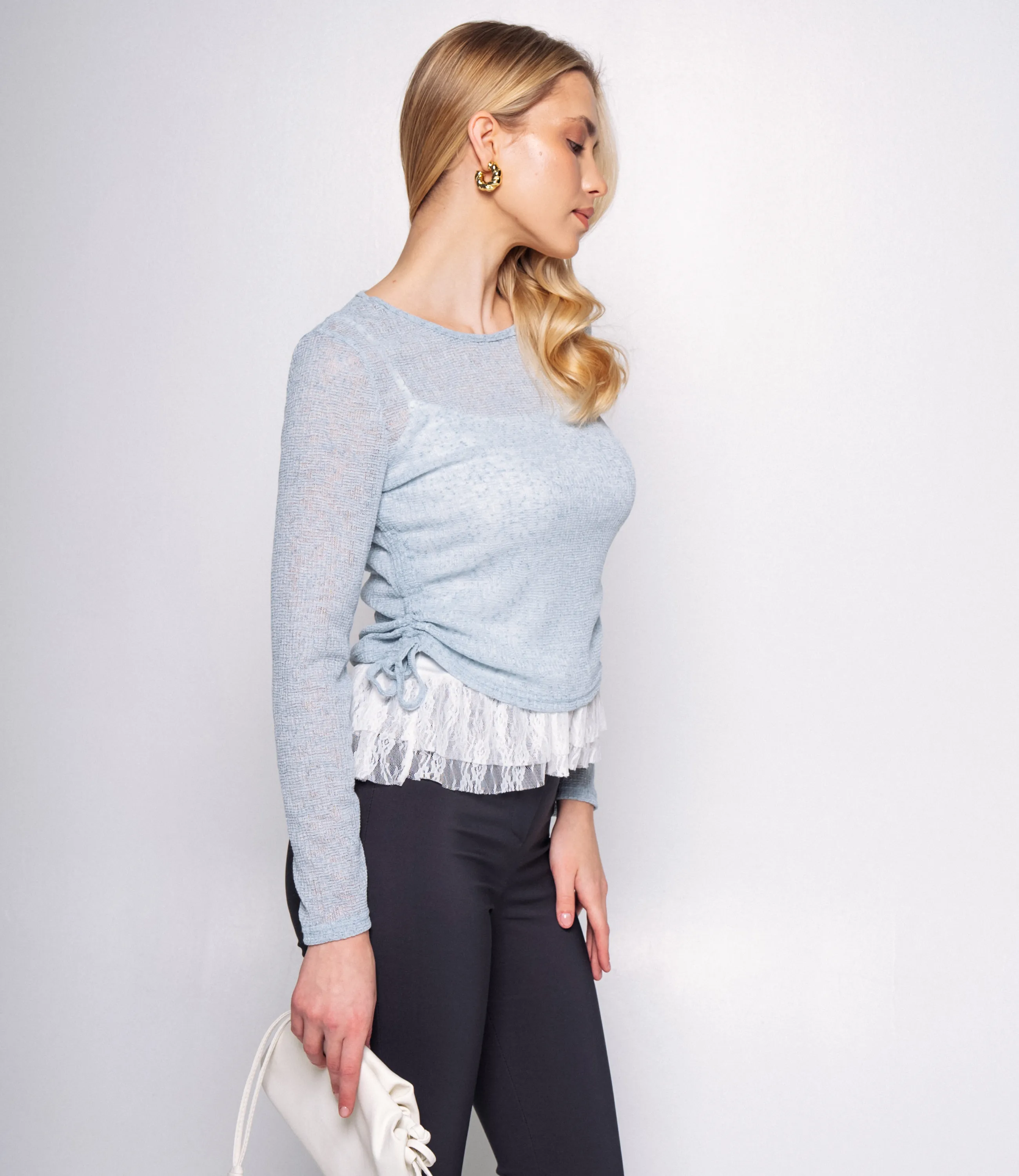 Лонгслив+топ #КТ305 (2), голубой - фото 2