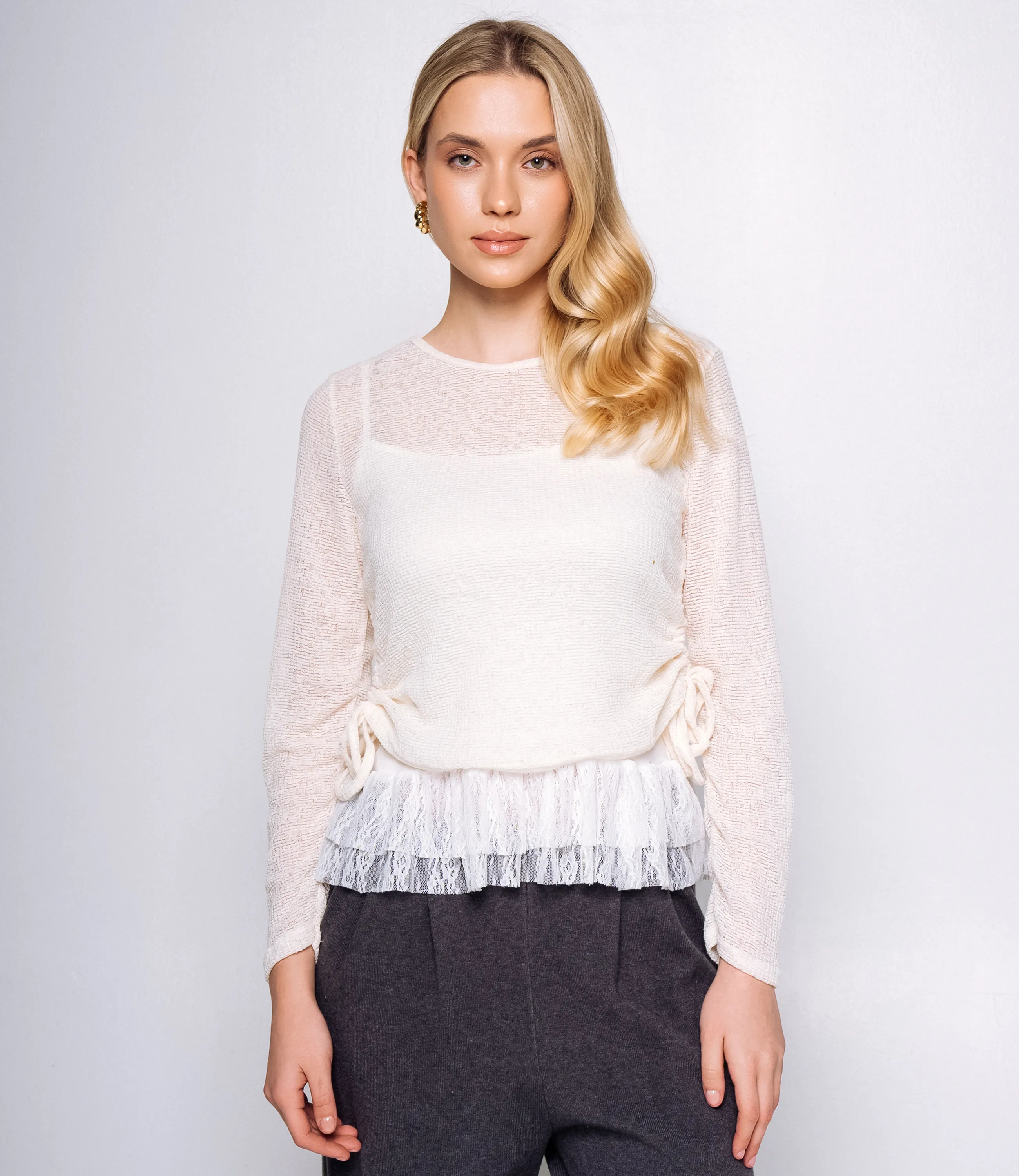 Лонгслив+топ #КТ305 (2), кремовый - фото 1