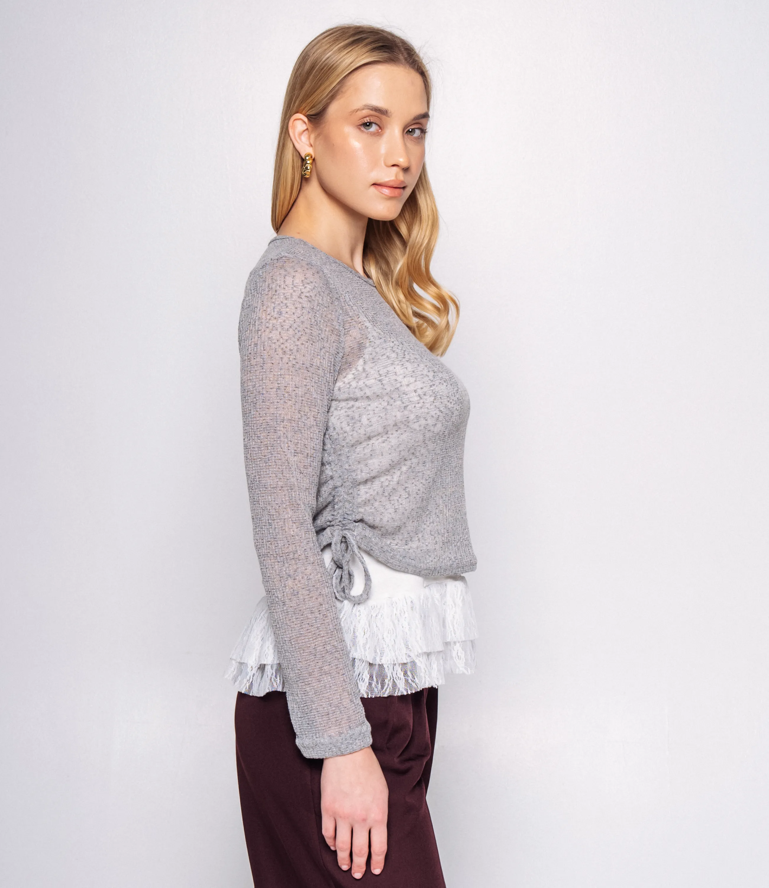 Лонгслив+топ #КТ305 (2), серый - фото 2