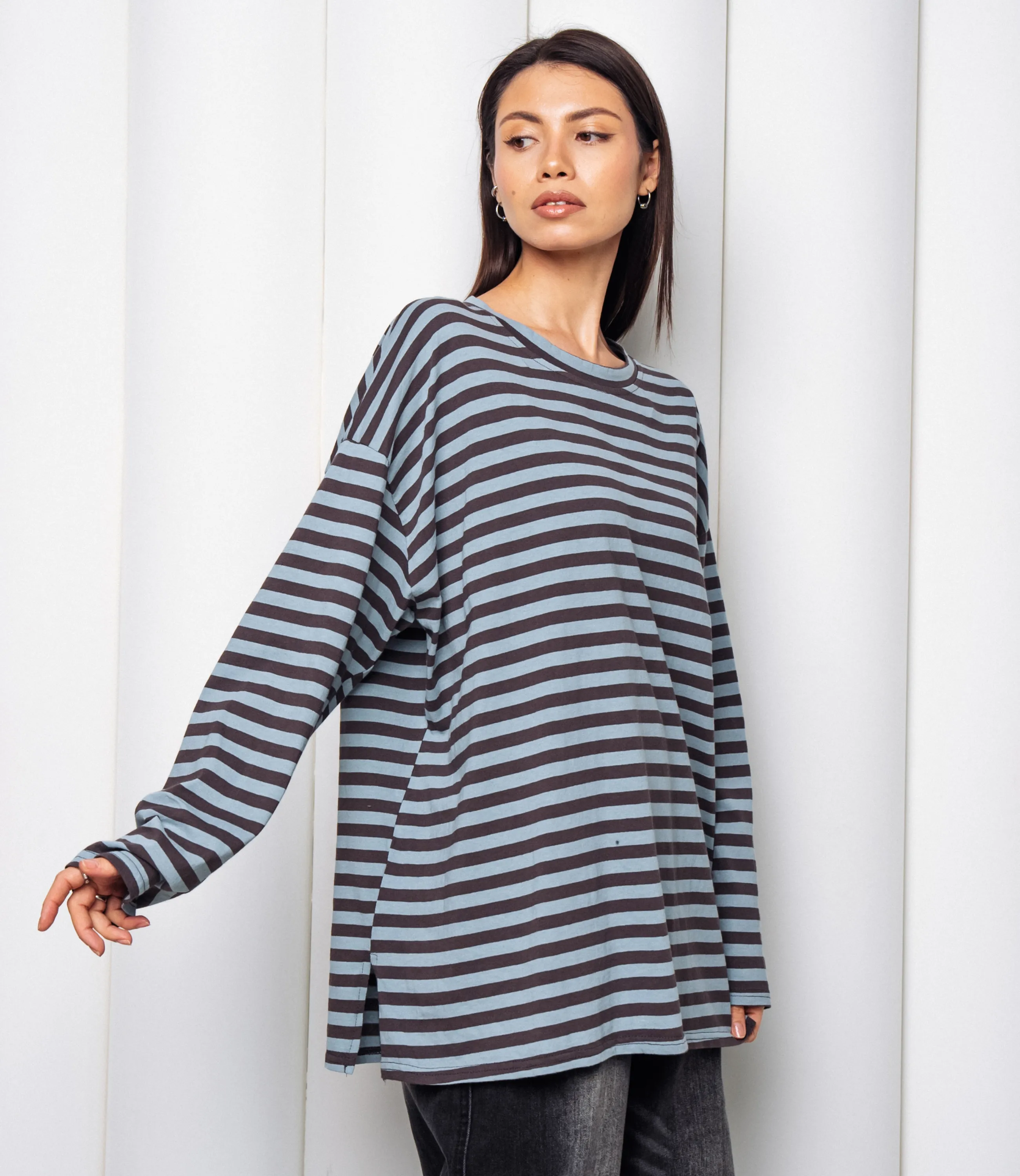 Лонгслив #КТ3045, коричневый, ментоловый - фото 2