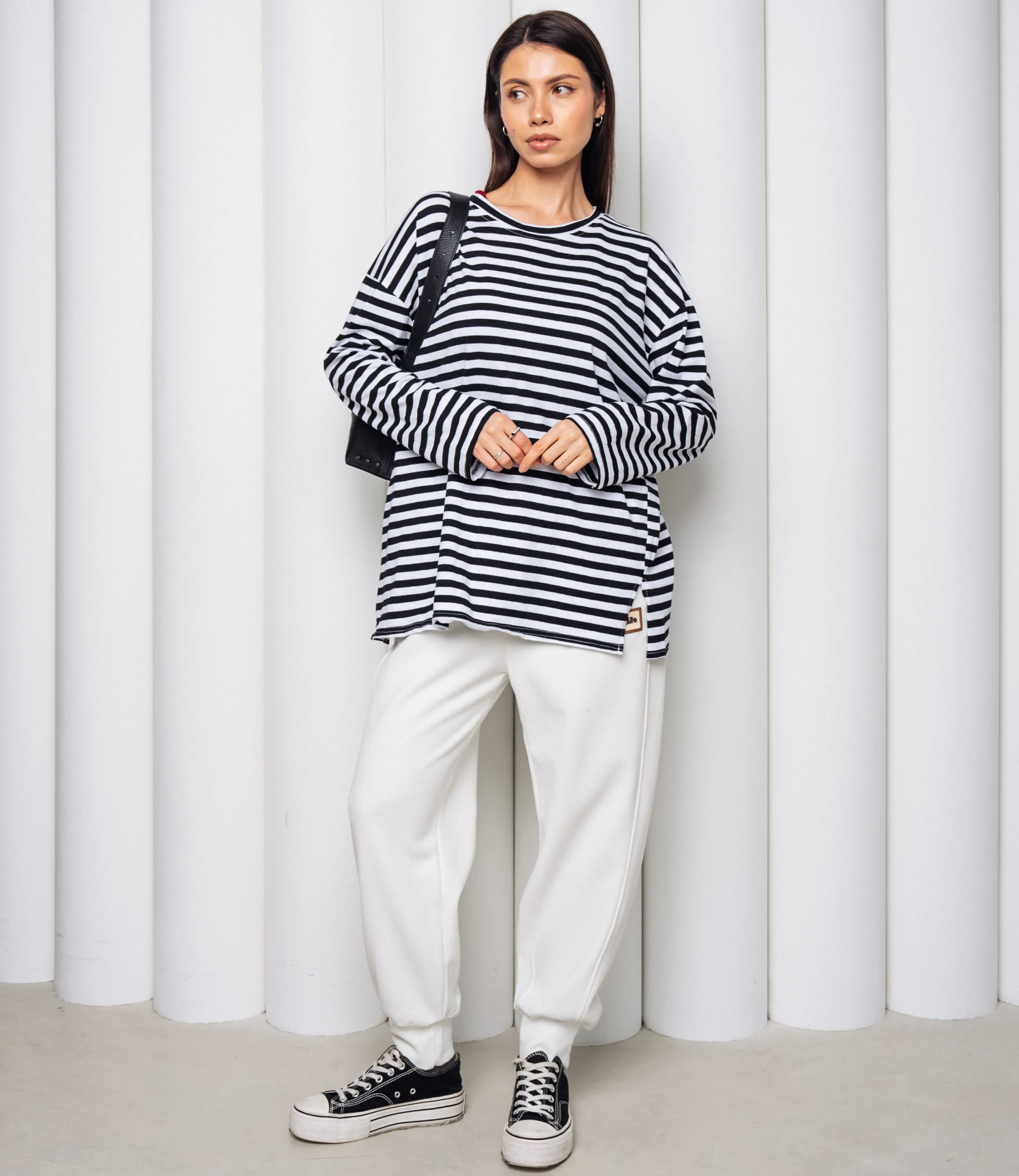 Лонгслив #КТ3045, чёрный, белый - фото 4