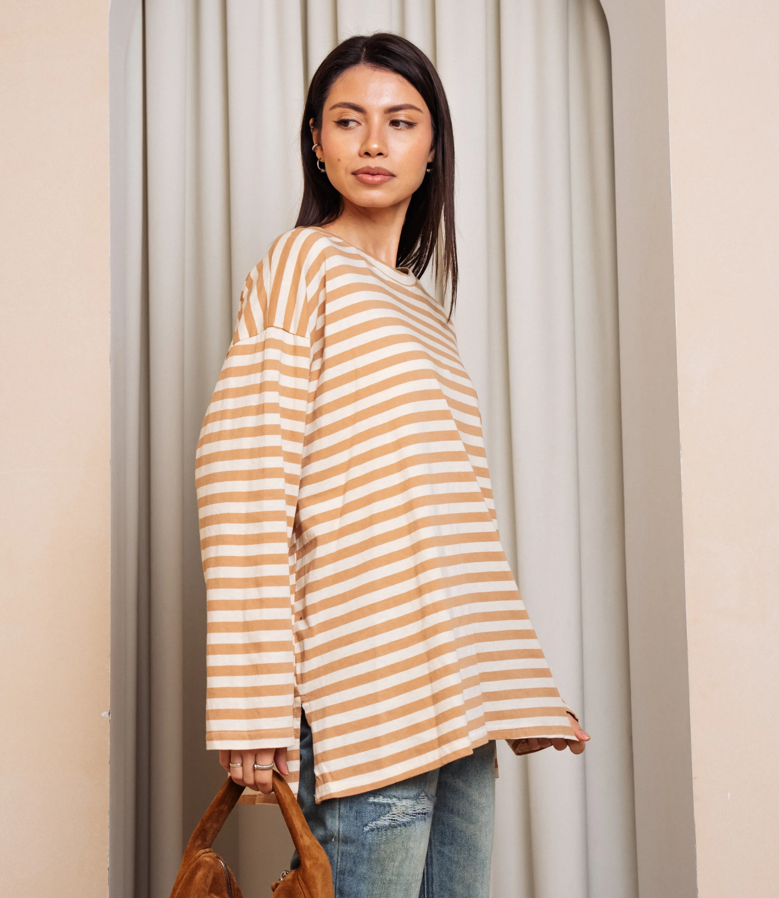 Лонгслив #КТ3045, бежевый, кремовый - фото 2