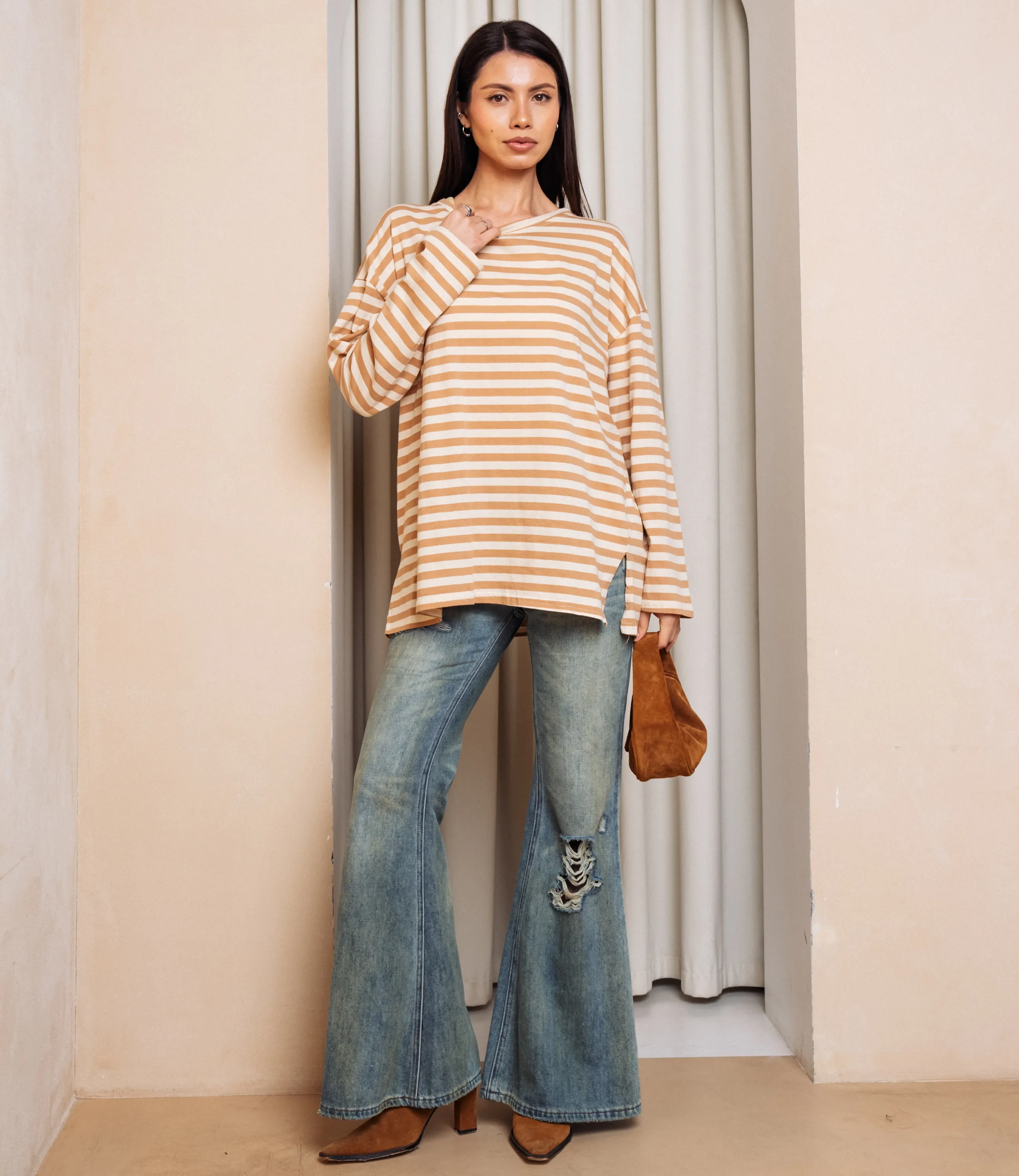 Лонгслив #КТ3045, бежевый, кремовый - фото 4