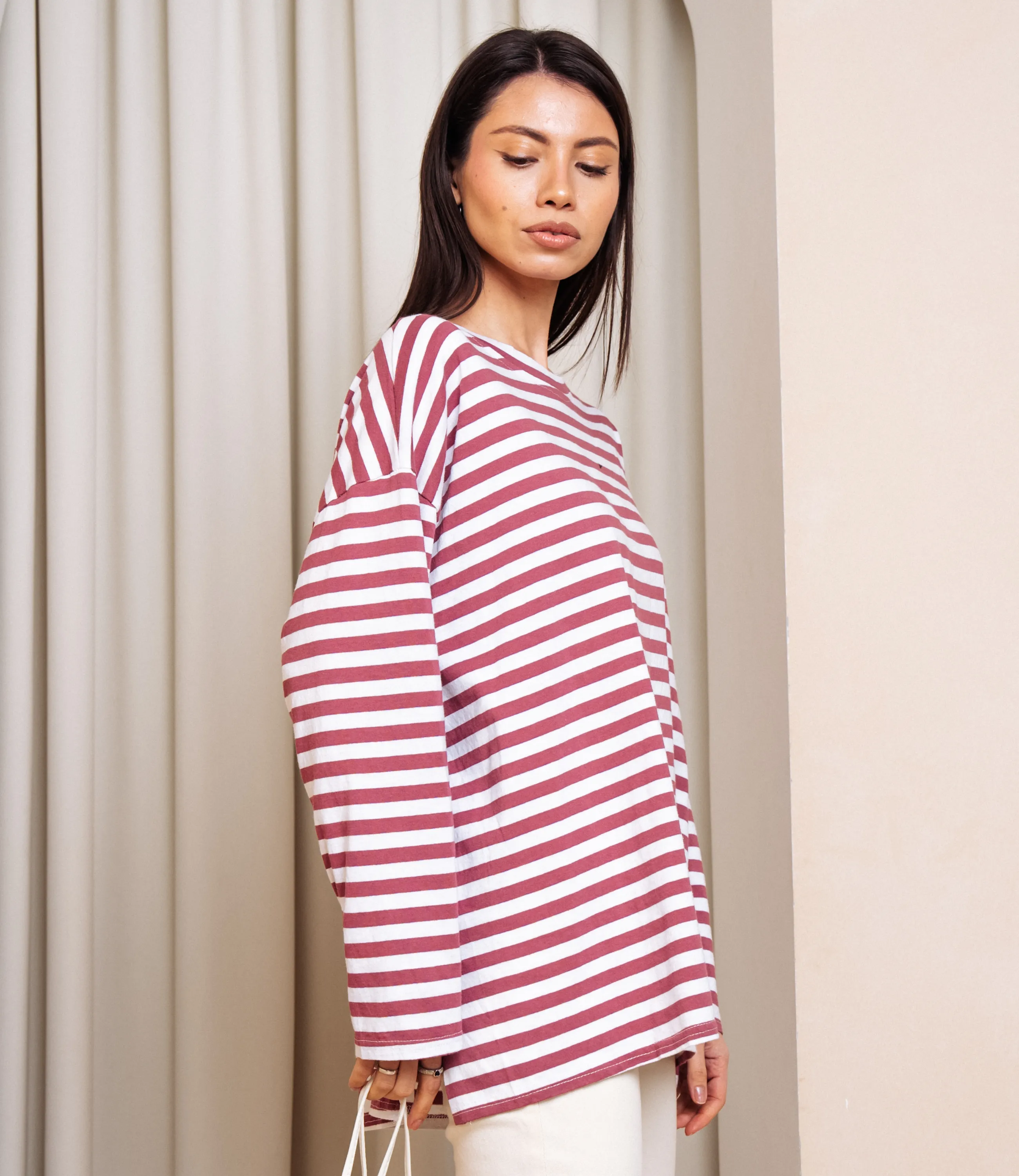 Лонгслив #КТ3045, лиловый, белый - фото 2