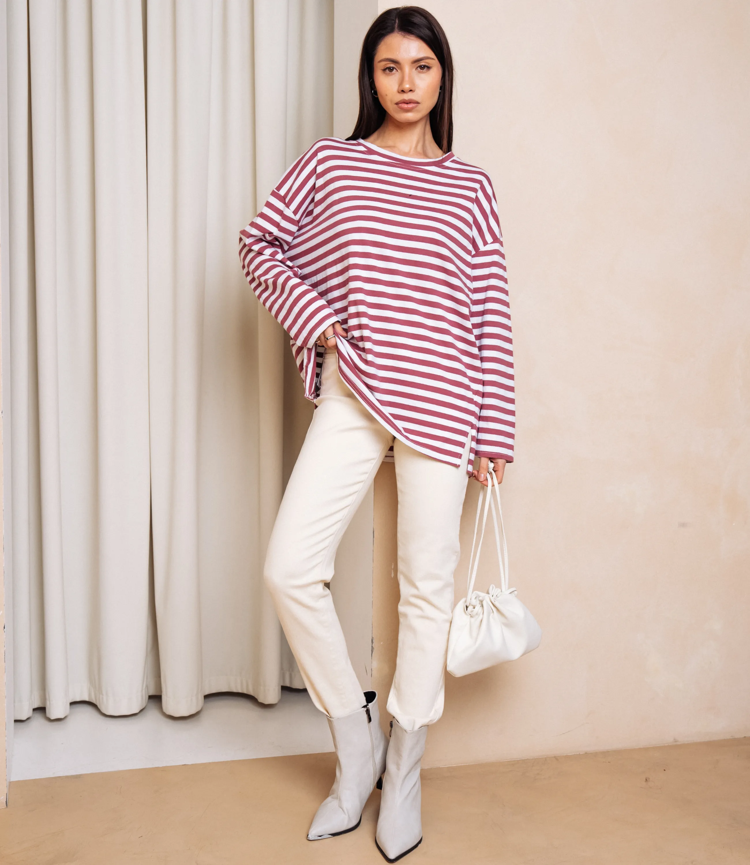 Лонгслив #КТ3045, лиловый, белый - фото 4