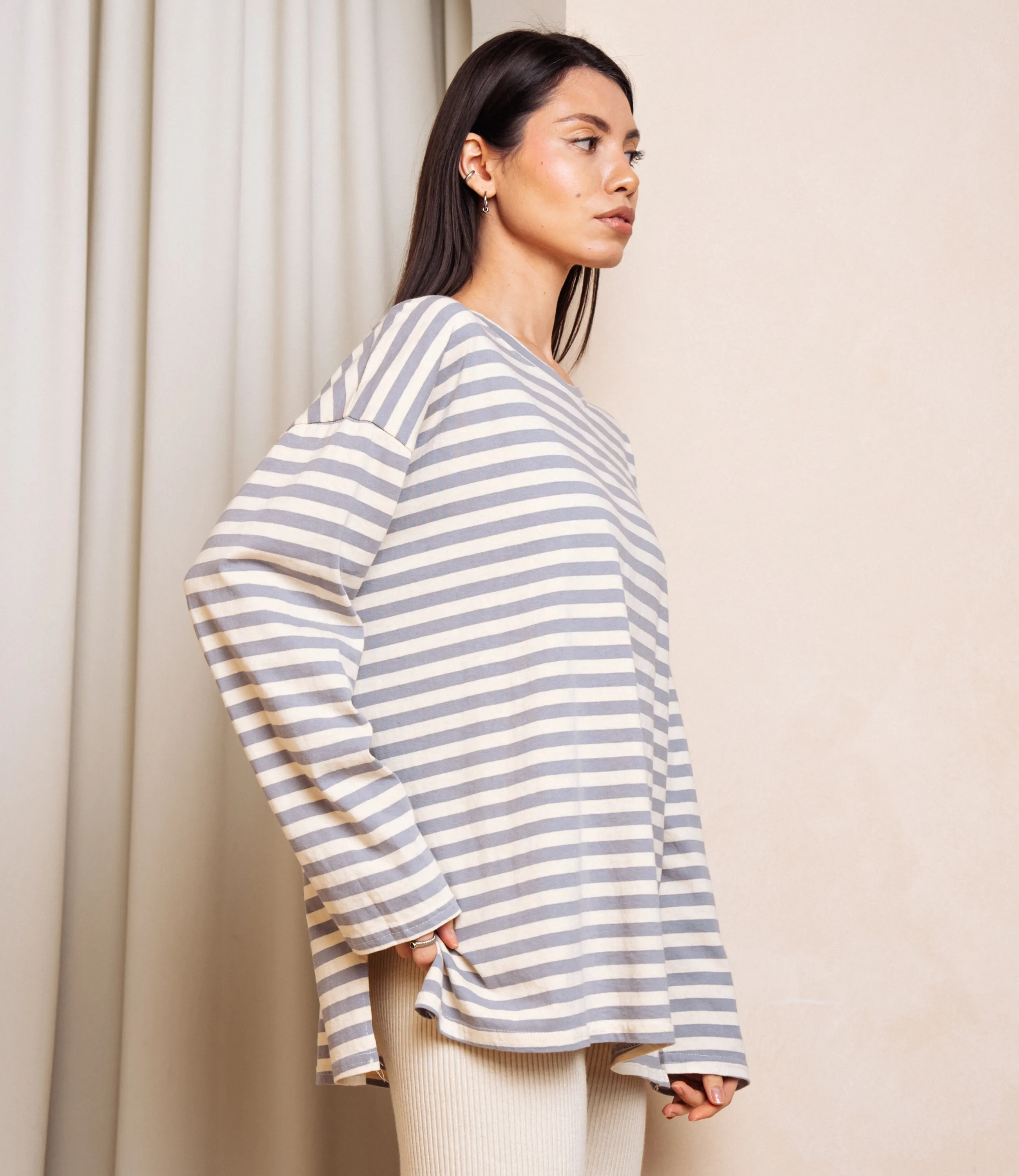 Лонгслив #КТ3045, серый, кремовый - фото 2