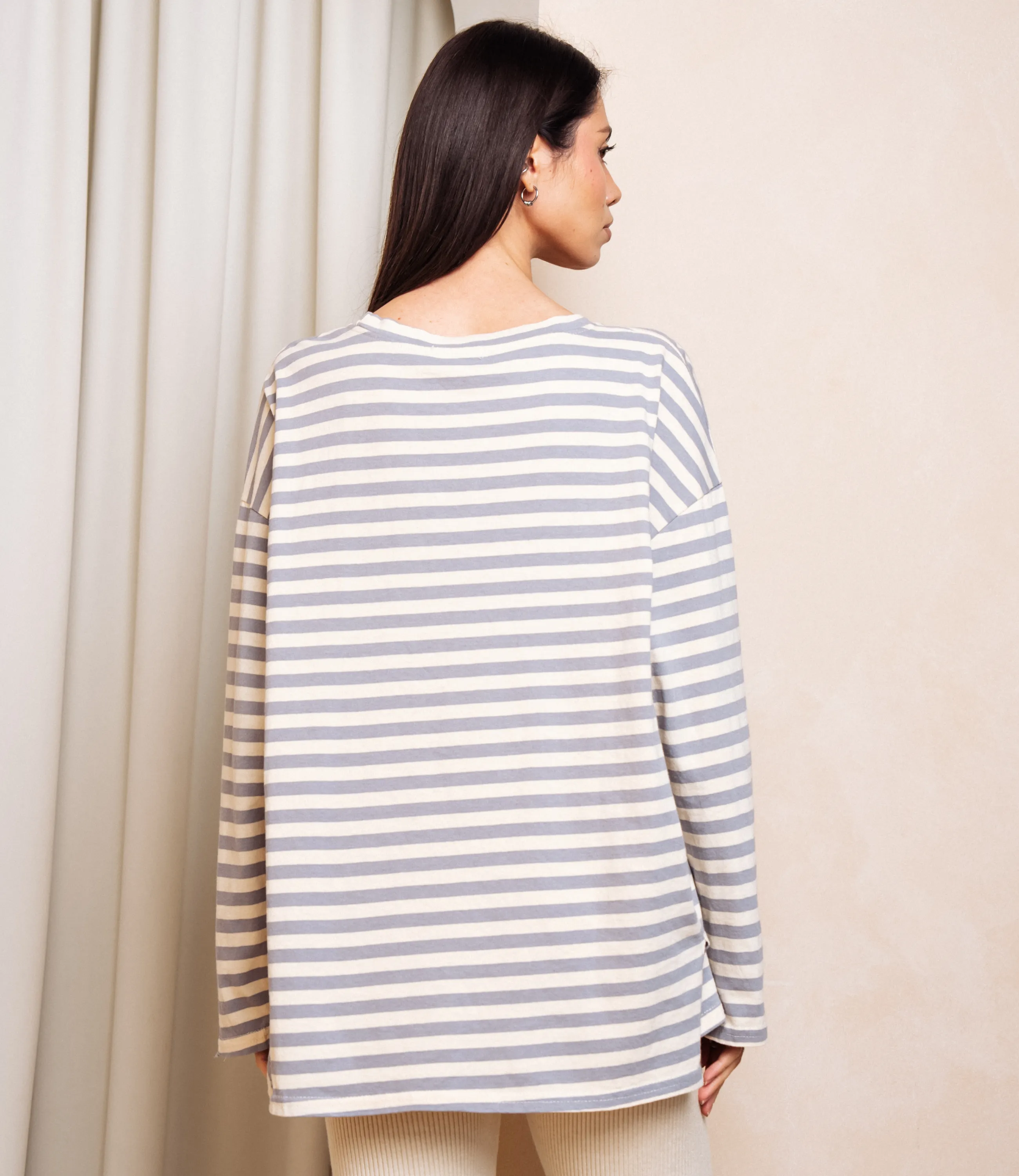 Лонгслив #КТ3045, серый, кремовый - фото 3