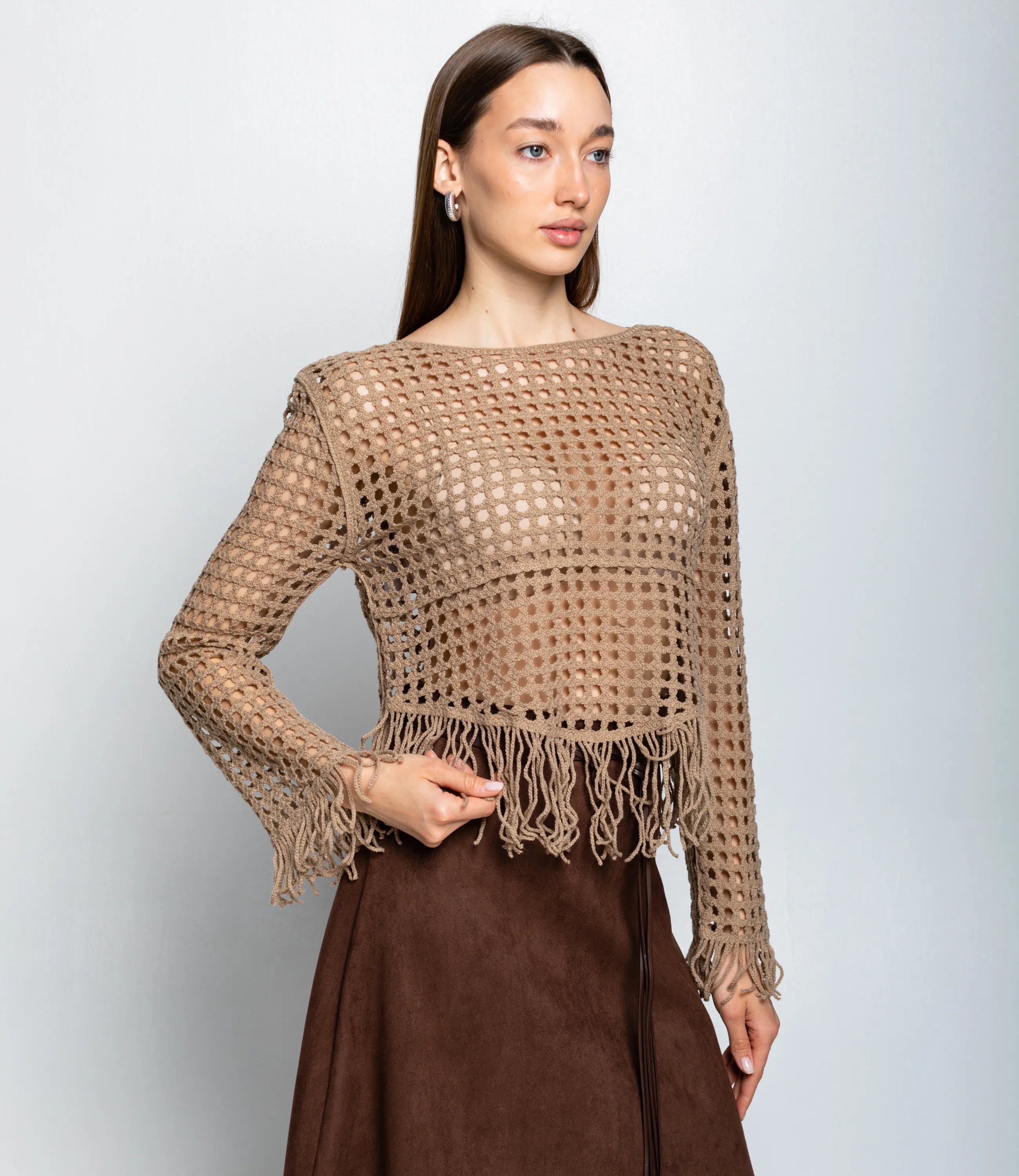 Лонгслив #КТ956 (3), тёмно-бежевый - фото 2