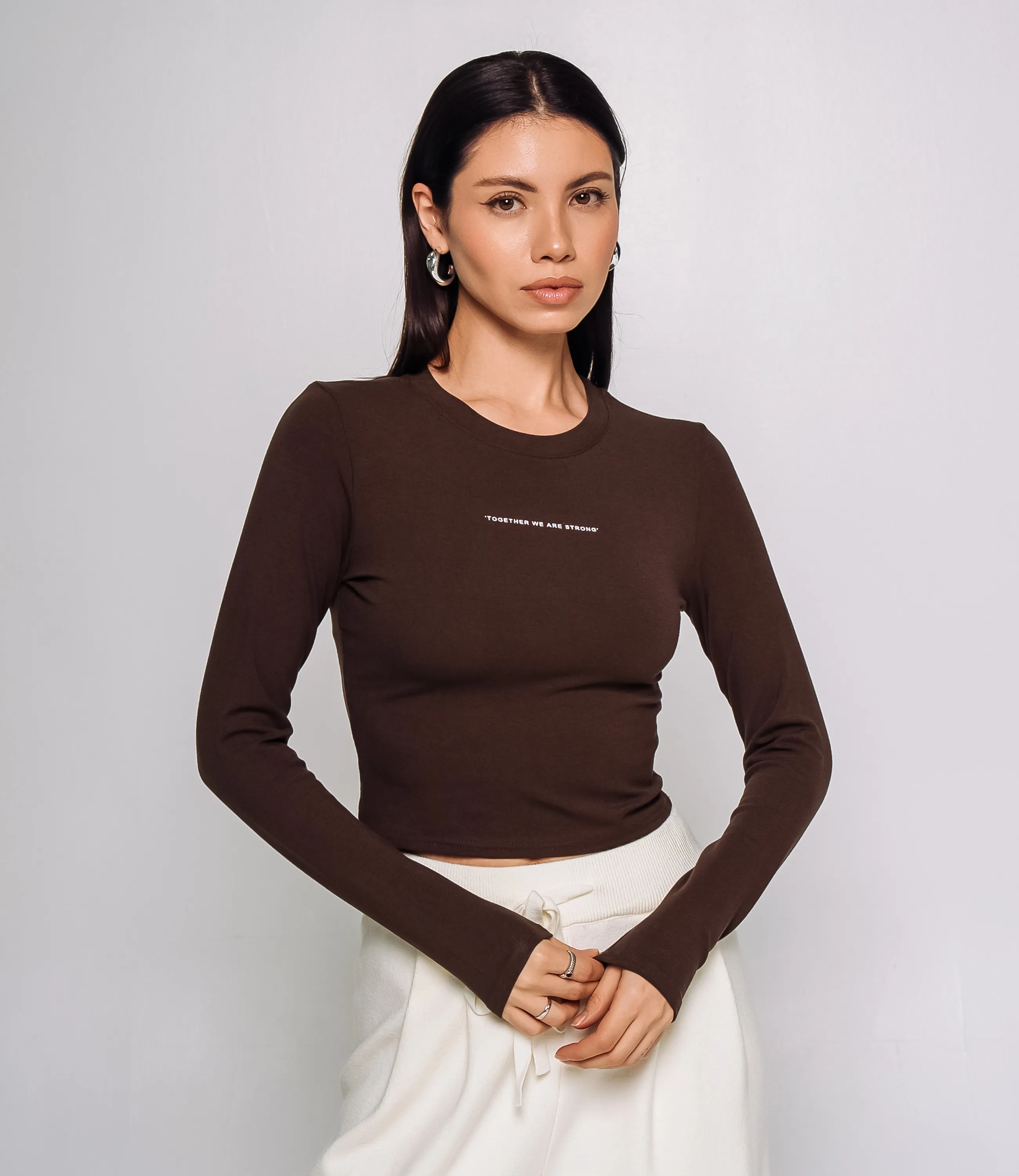Лонгслив #КТ976, шоколадный - фото 1