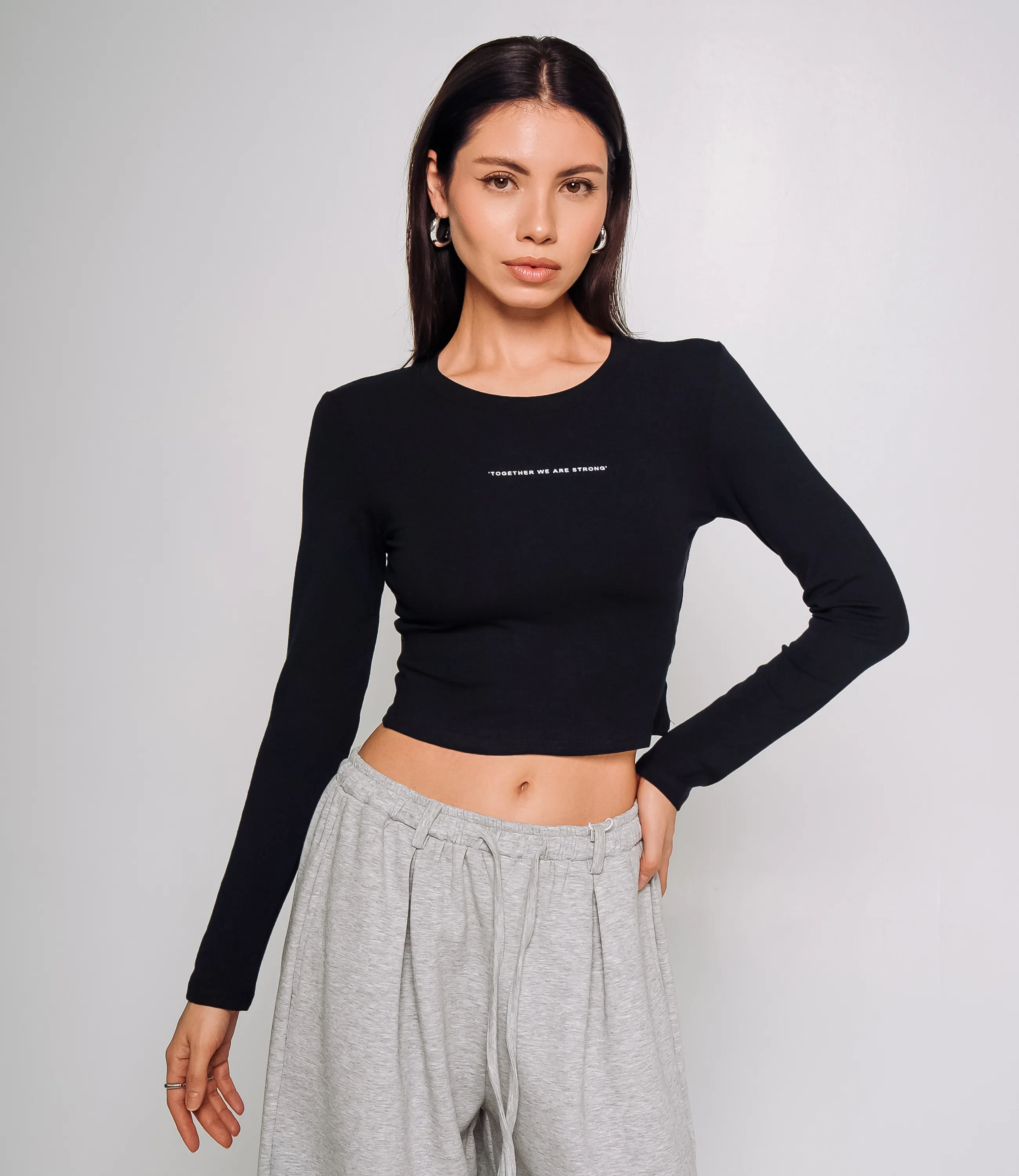 Лонгслив #КТ976, чёрный - фото 1