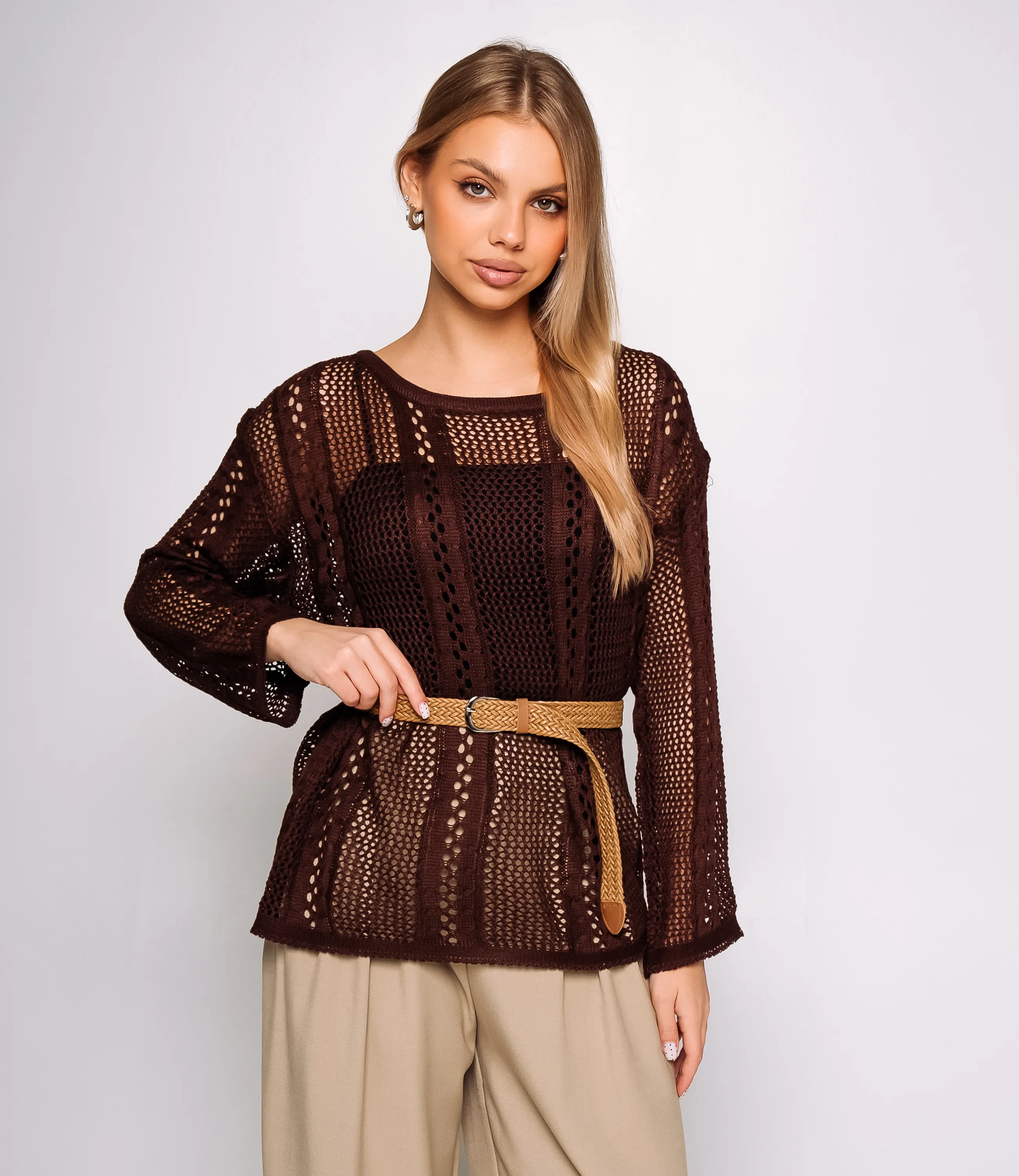 Лонгслив+топ #КТ2983, шоколадный - фото 1