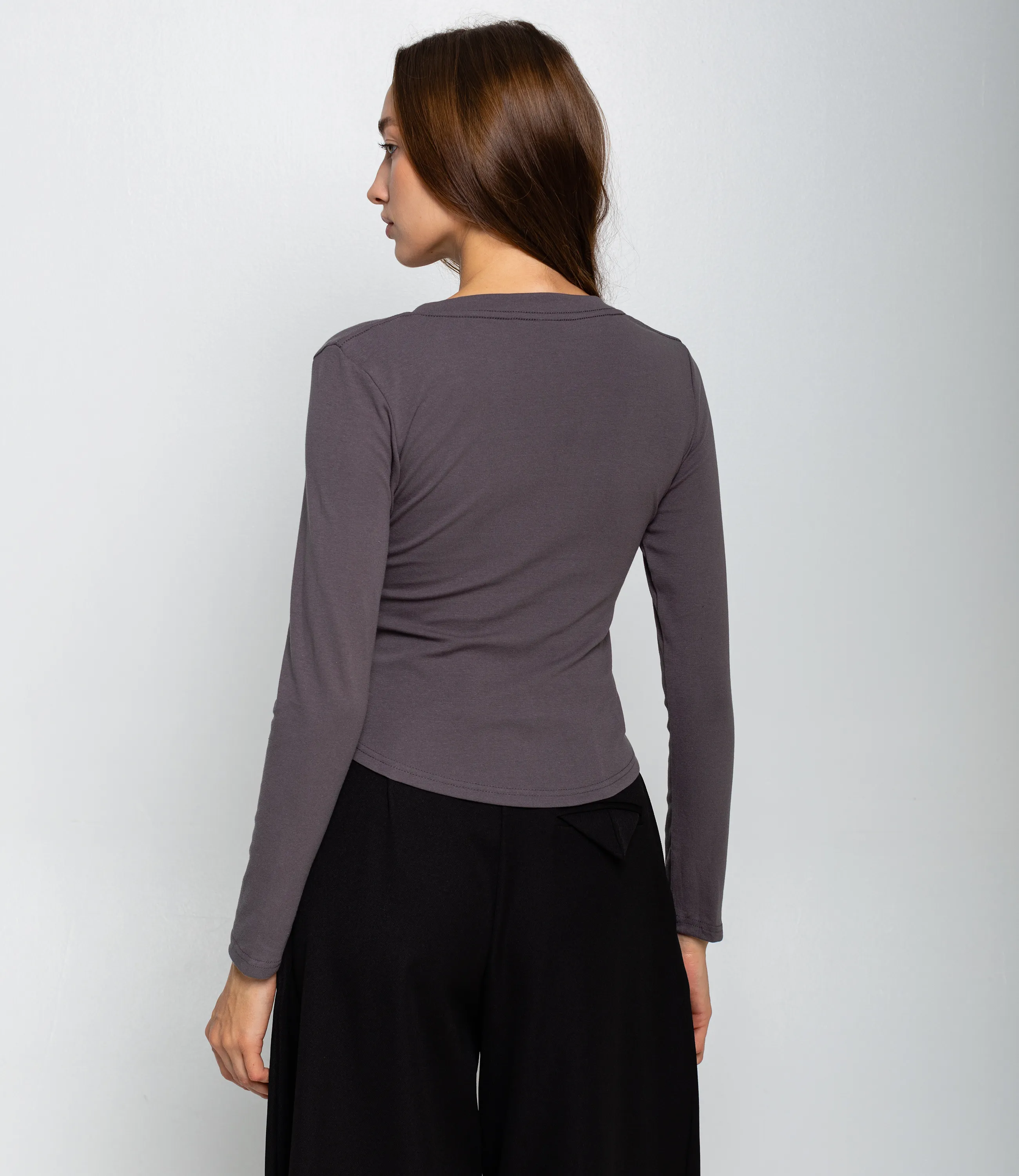 Лонгслив #КТ403 (1), тёмно-серый - фото 3