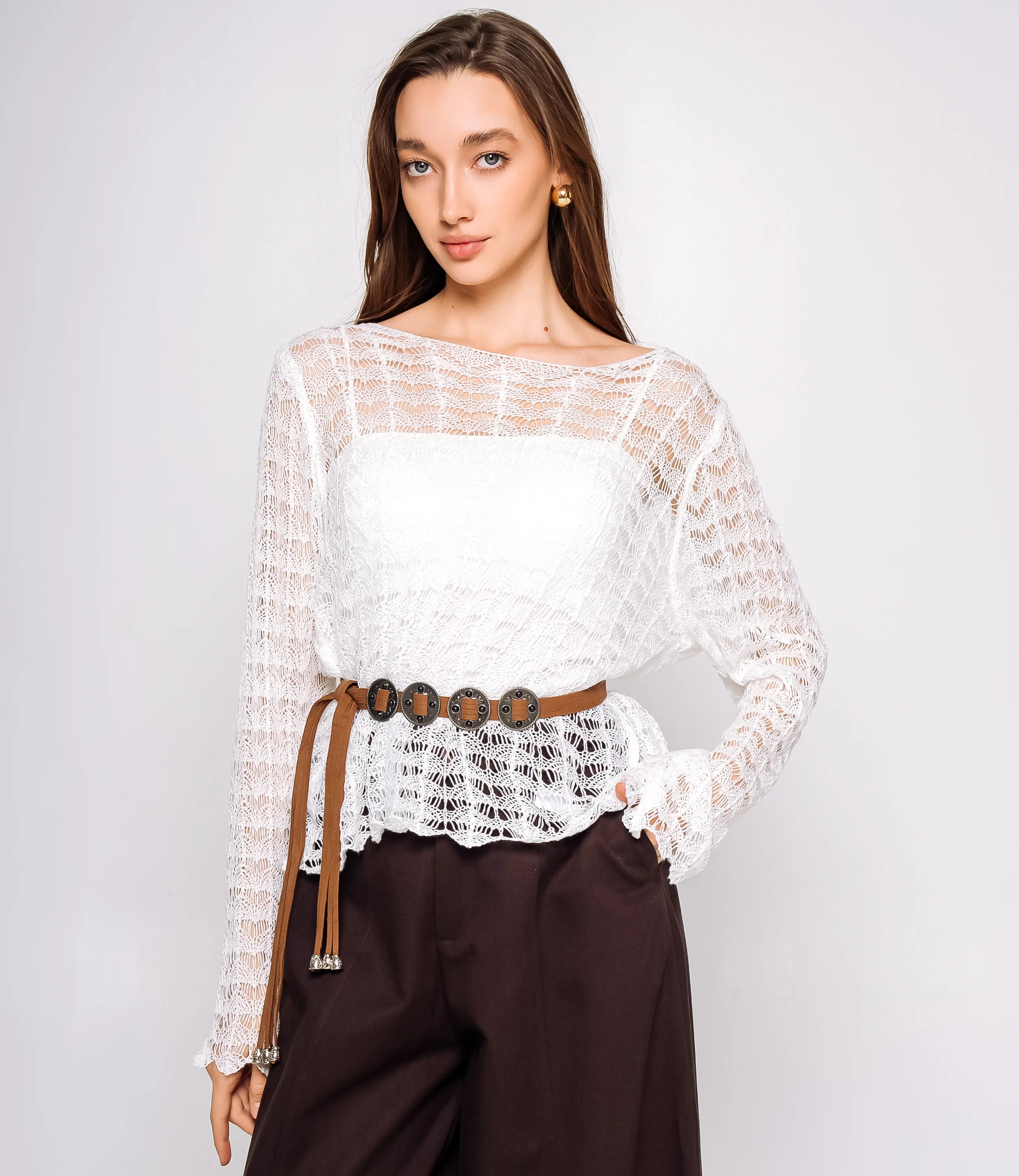 Лонгслив+топ #КТ2979, белый - фото 1