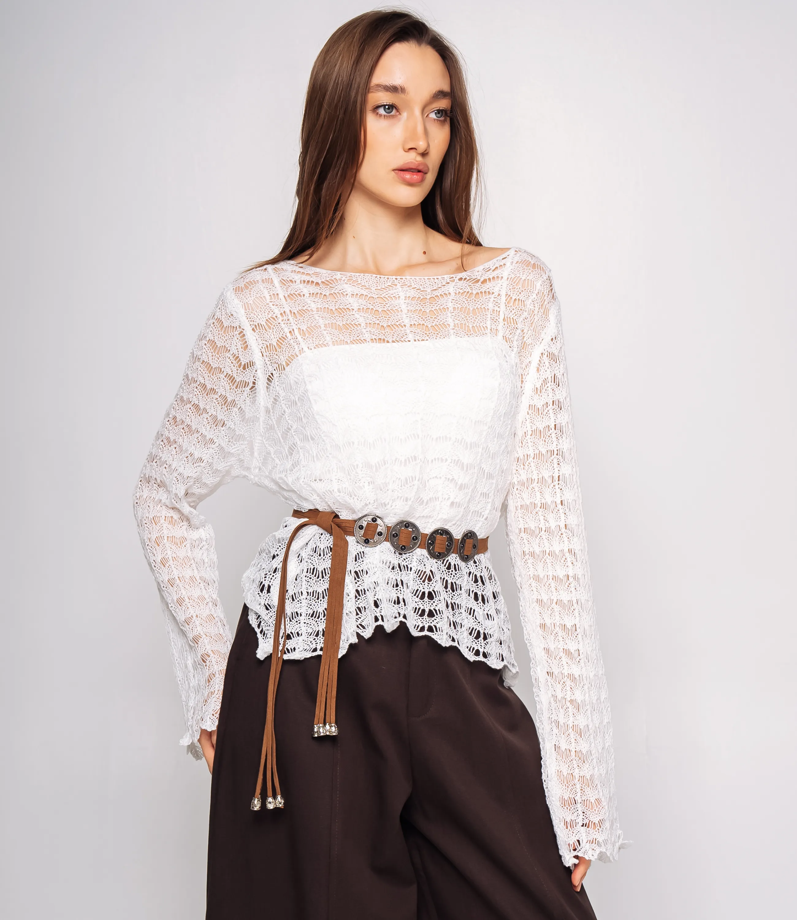 Лонгслив+топ #КТ2979, белый - фото 2