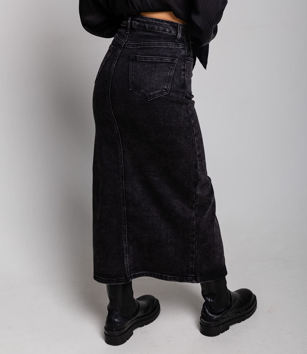 Джинсовая юбка #МСК0070, чёрный - фото 4