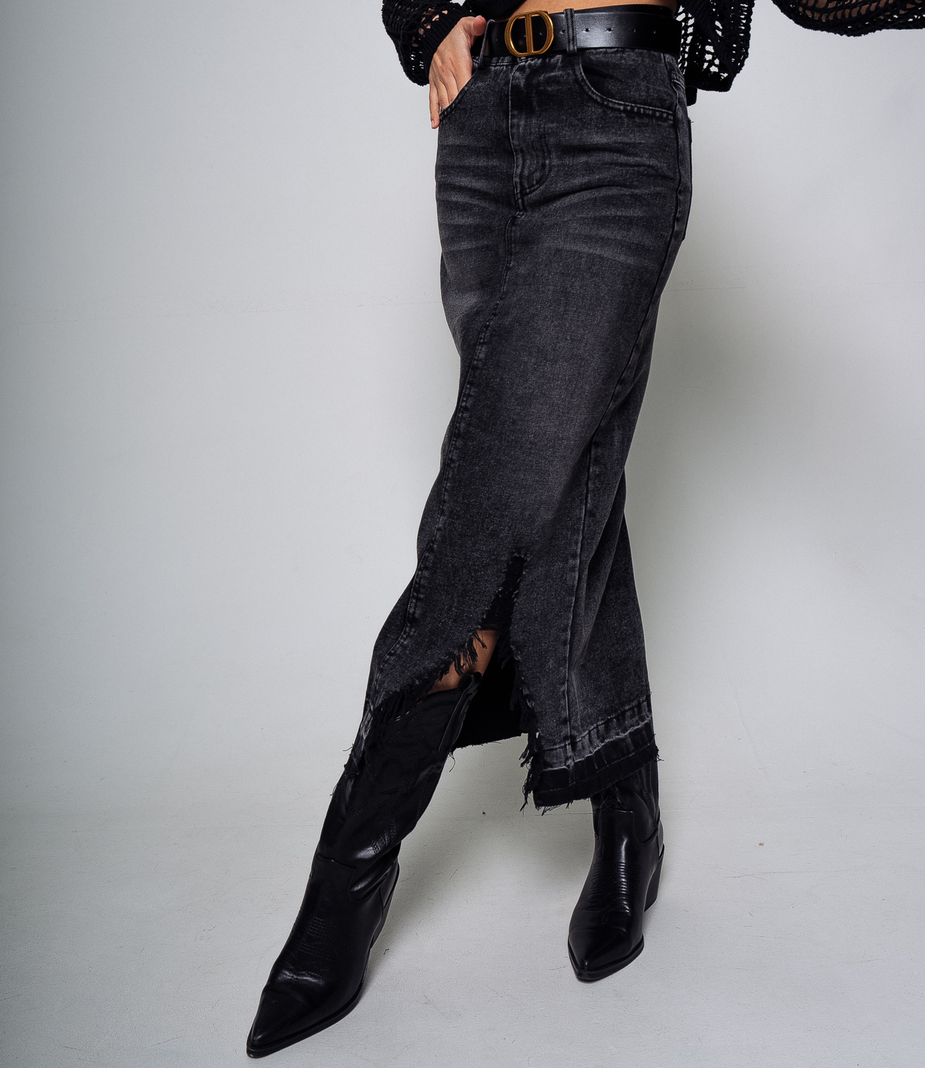 Джинсовая юбка #КТ7370, чёрный - фото 5