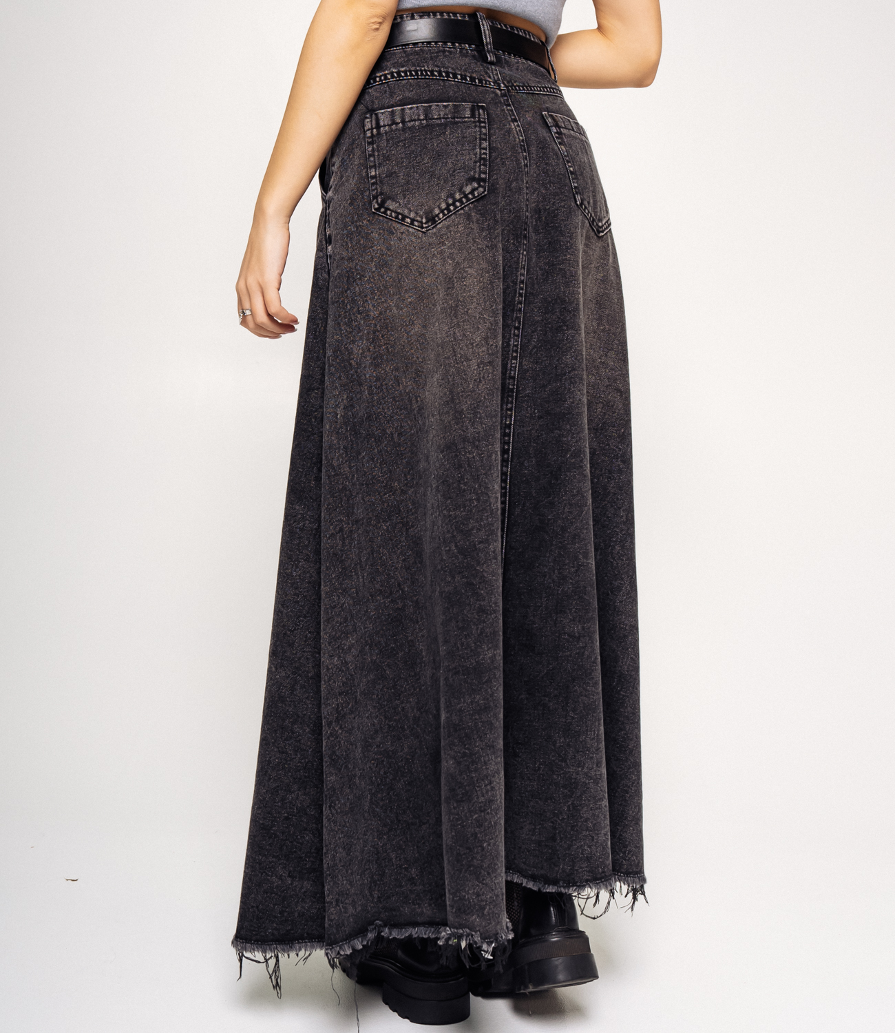 Джинсовая юбка #КТ7592, тёмно-серый - фото 3