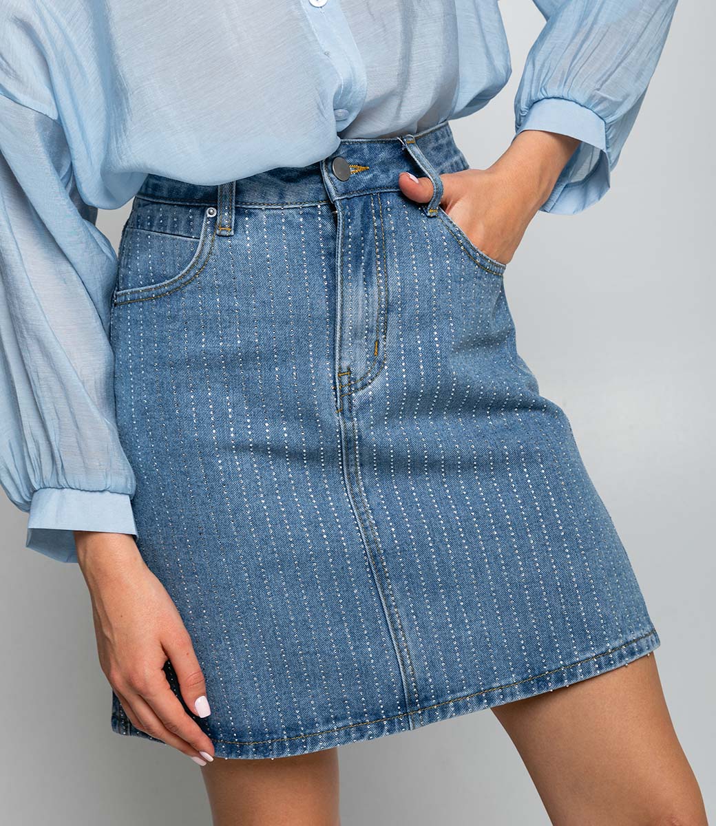Джинсовая юбка #КТ3302 (1)-1, синий - фото 5