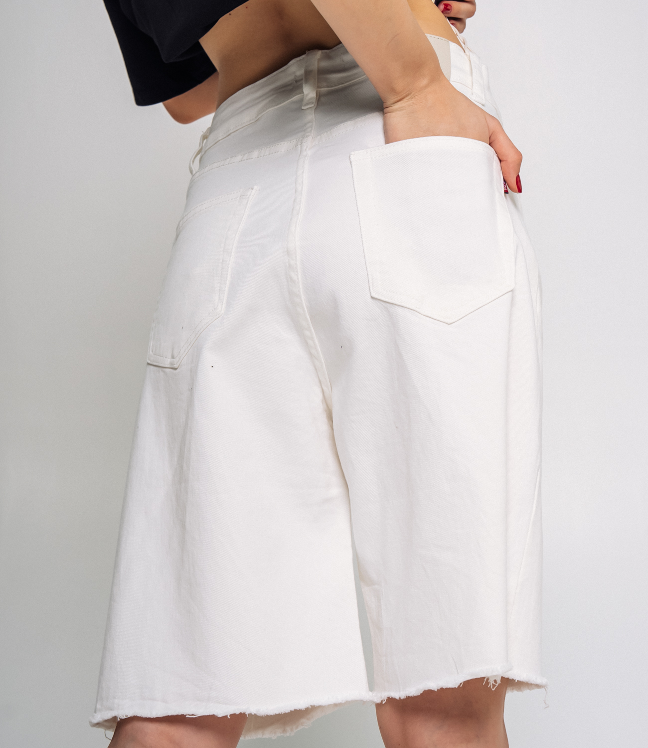 Джинсовые шорты #МСК6122, белый - фото 5