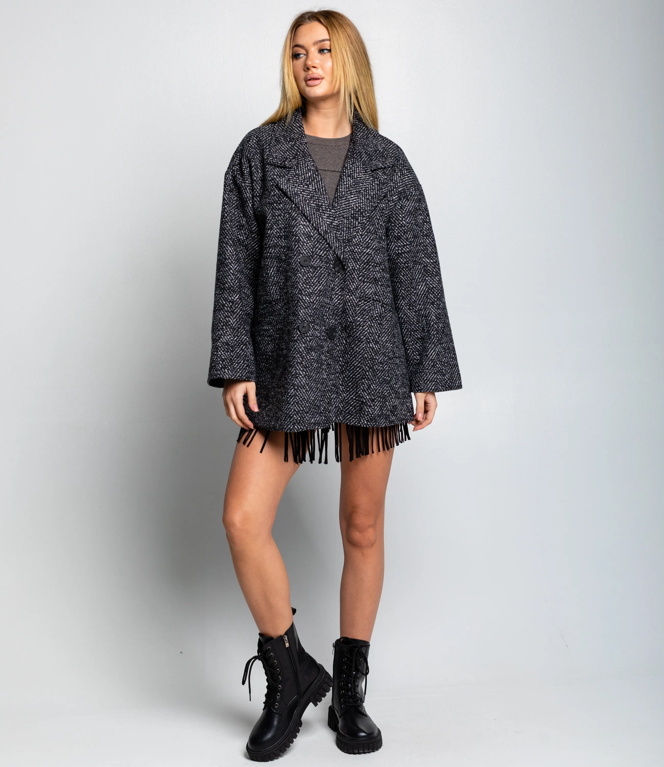 Полупальто #КТ1813 (5), тёмно-серый - фото 4