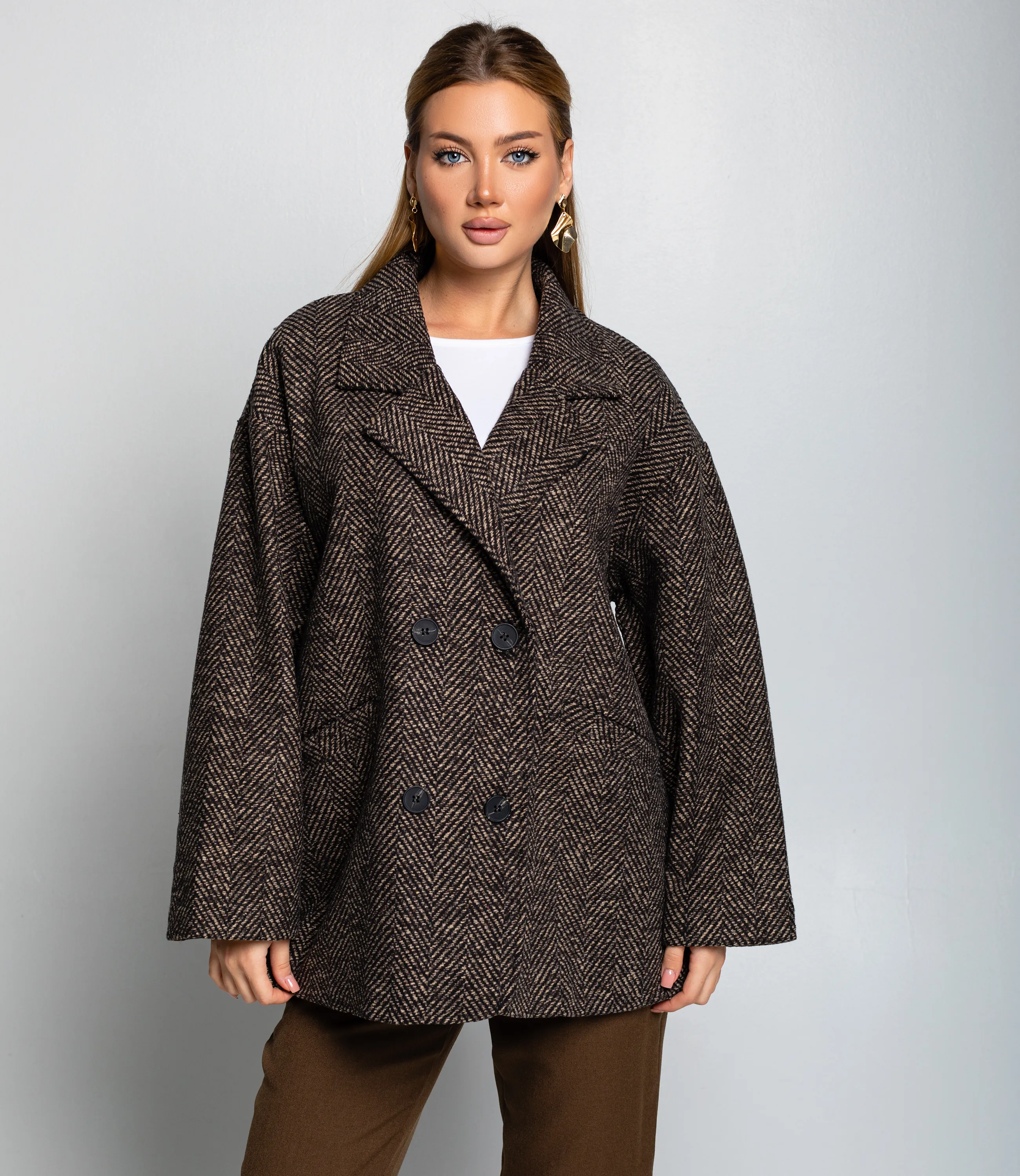 Полупальто #КТ1813 (5), коричневый - фото 1