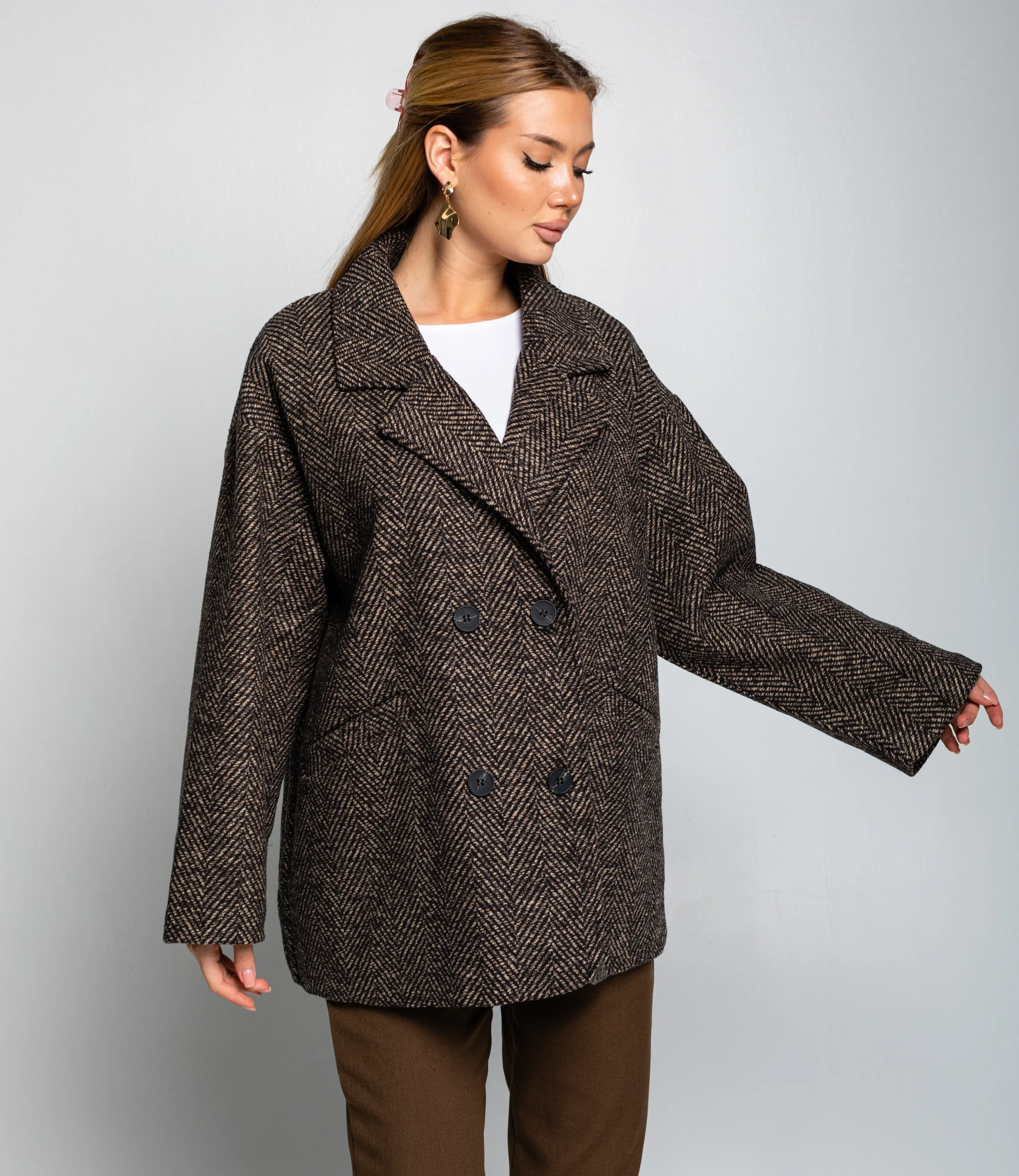 Полупальто #КТ1813 (5), коричневый - фото 2