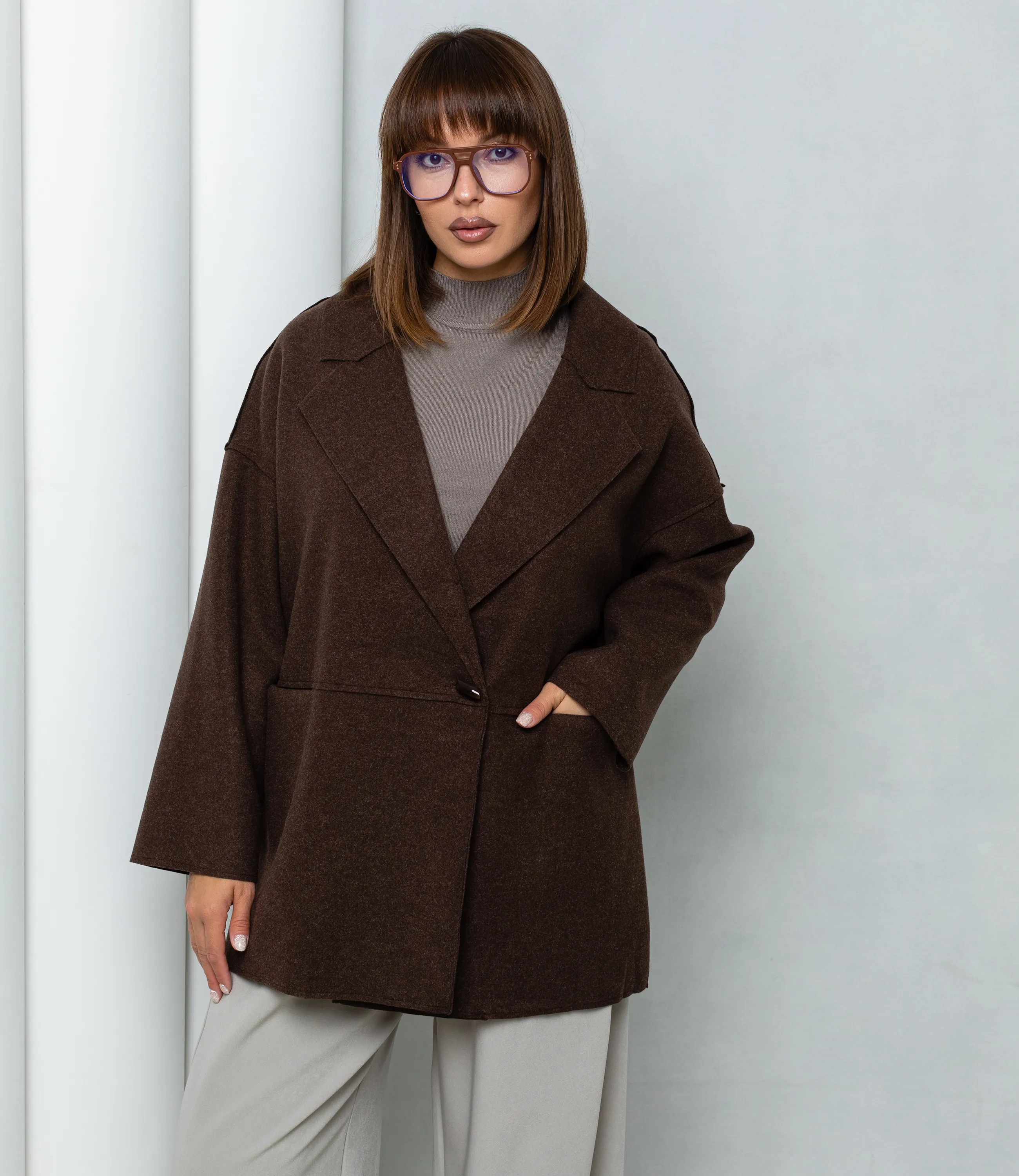 Полупальто #КТ2391 (1), шоколадный - фото 1