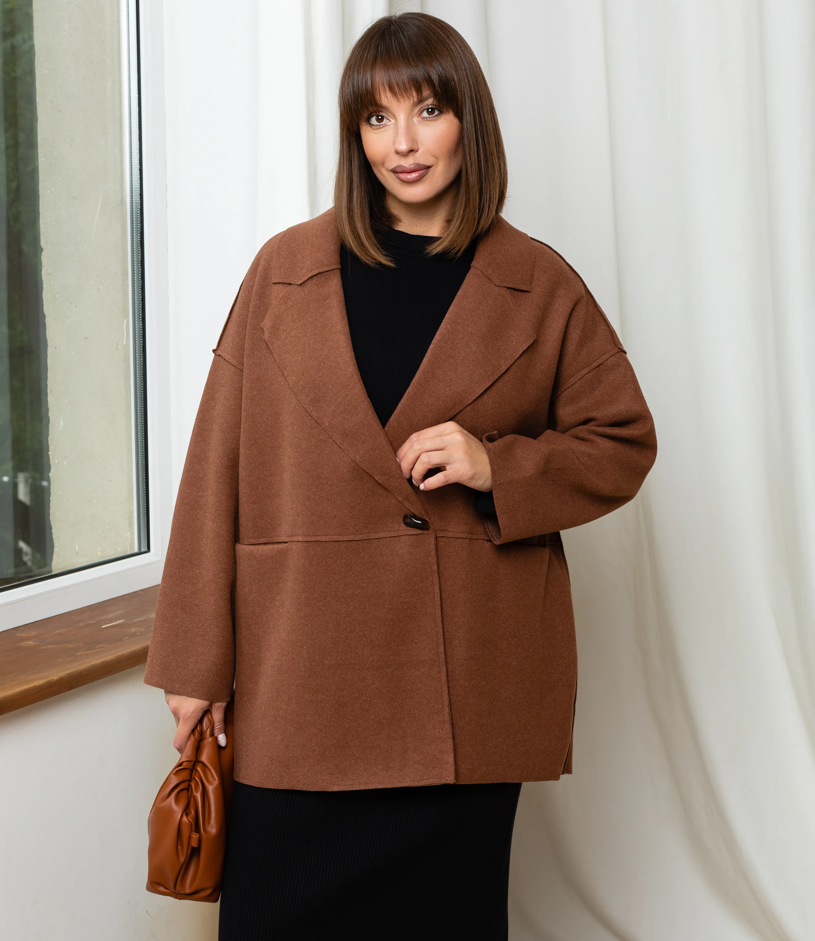 Полупальто #КТ2391 (1), коричневый - фото 1