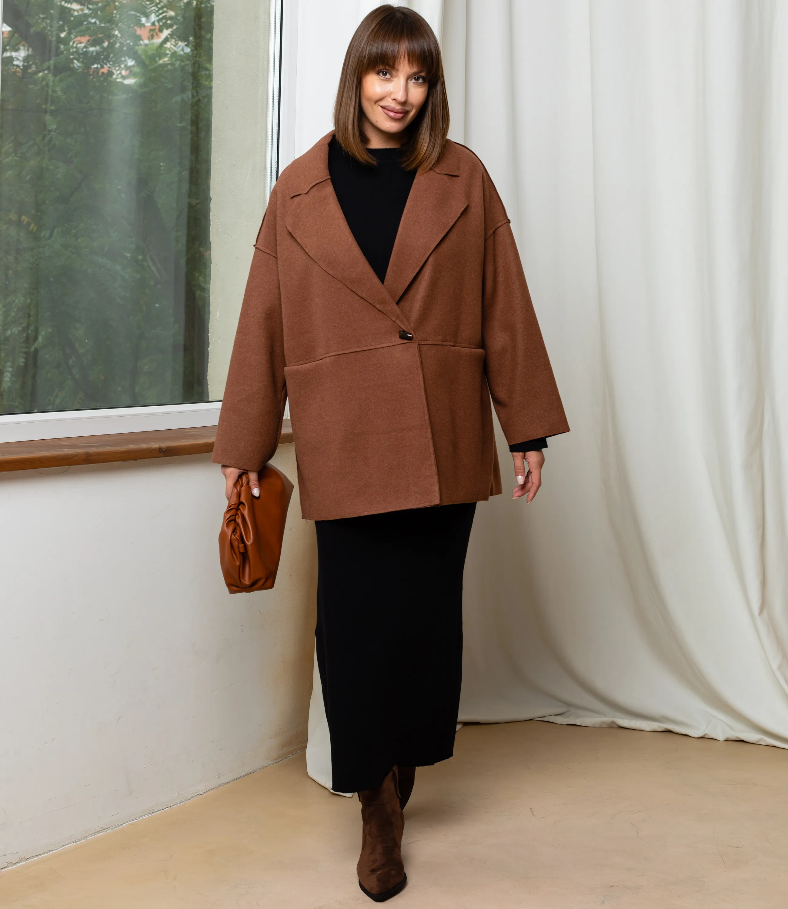 Полупальто #КТ2391 (1), коричневый - фото 4