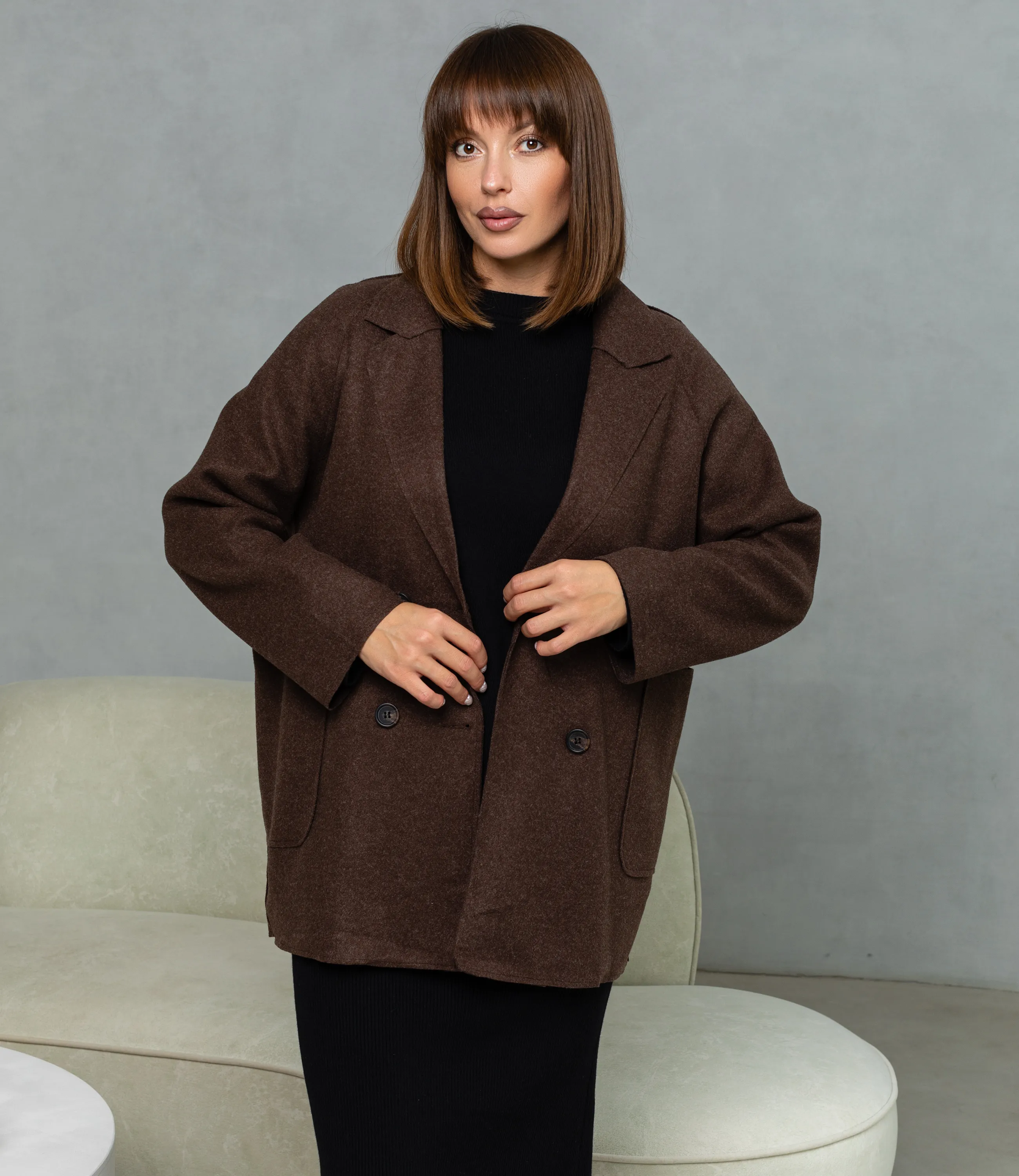 Полупальто #КТ2057 (1), шоколадный - фото 1