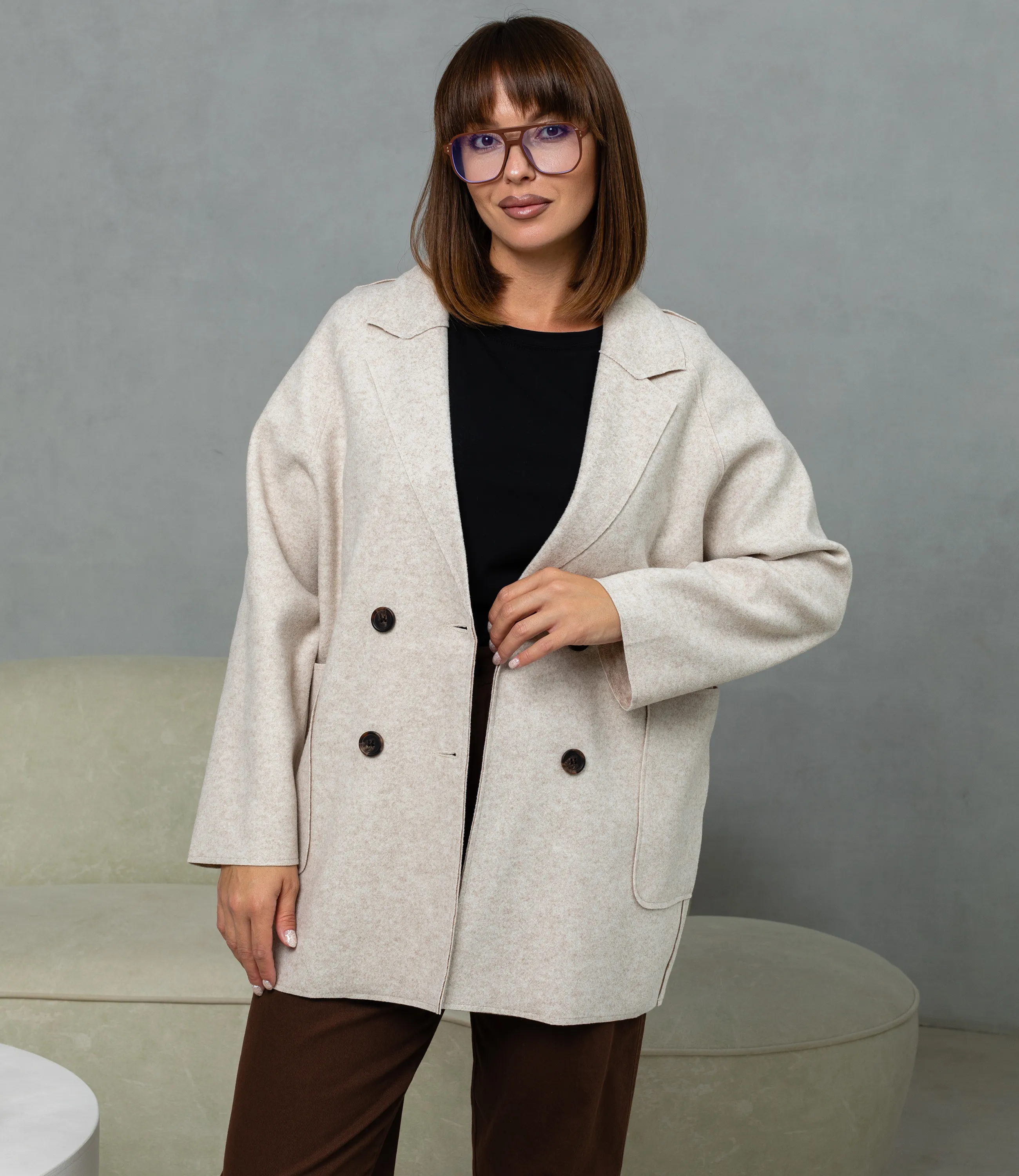 Полупальто #КТ2057 (1), светло-бежевый - фото 1