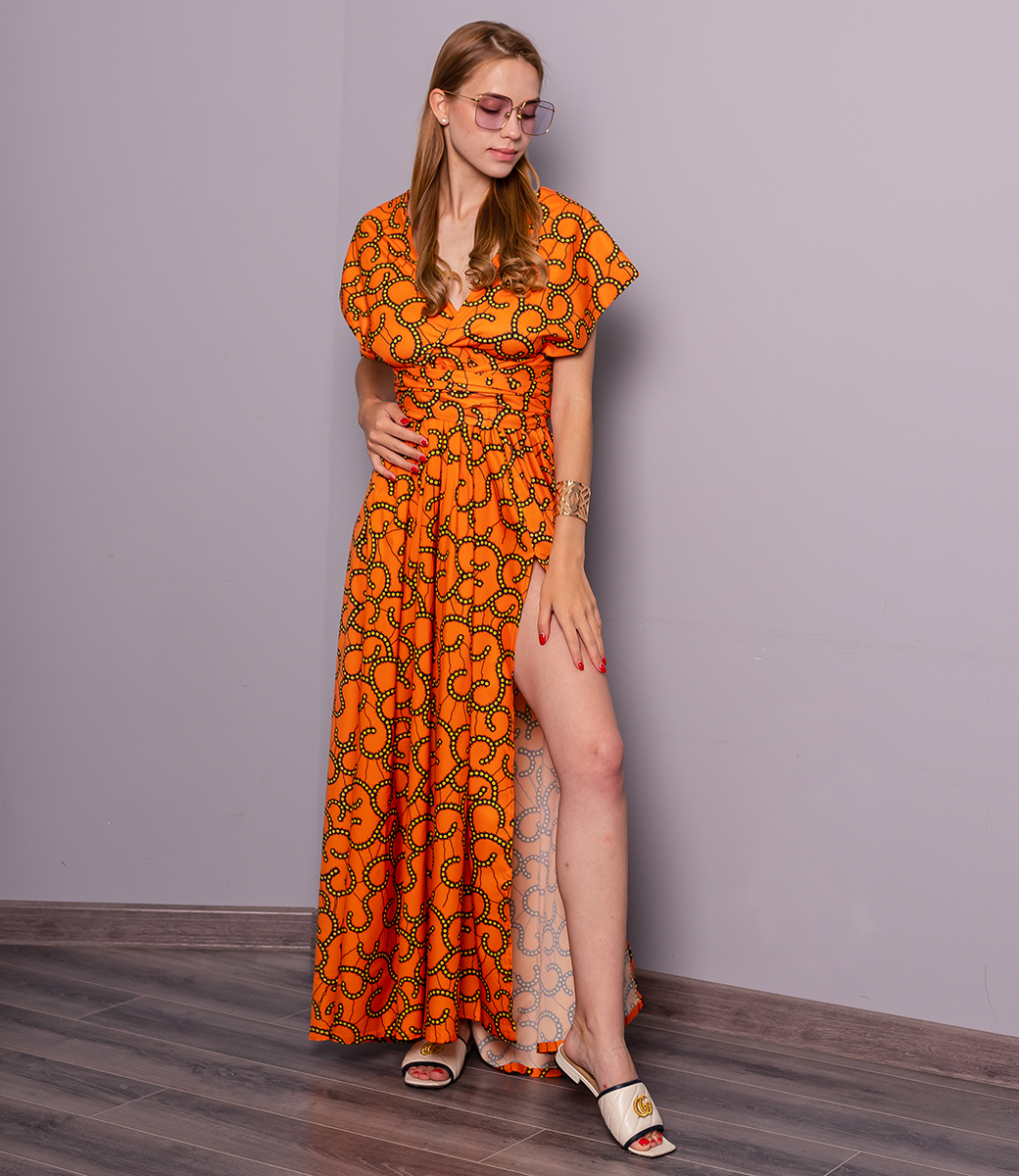 Платье #КТ61, оранжевый - фото 1