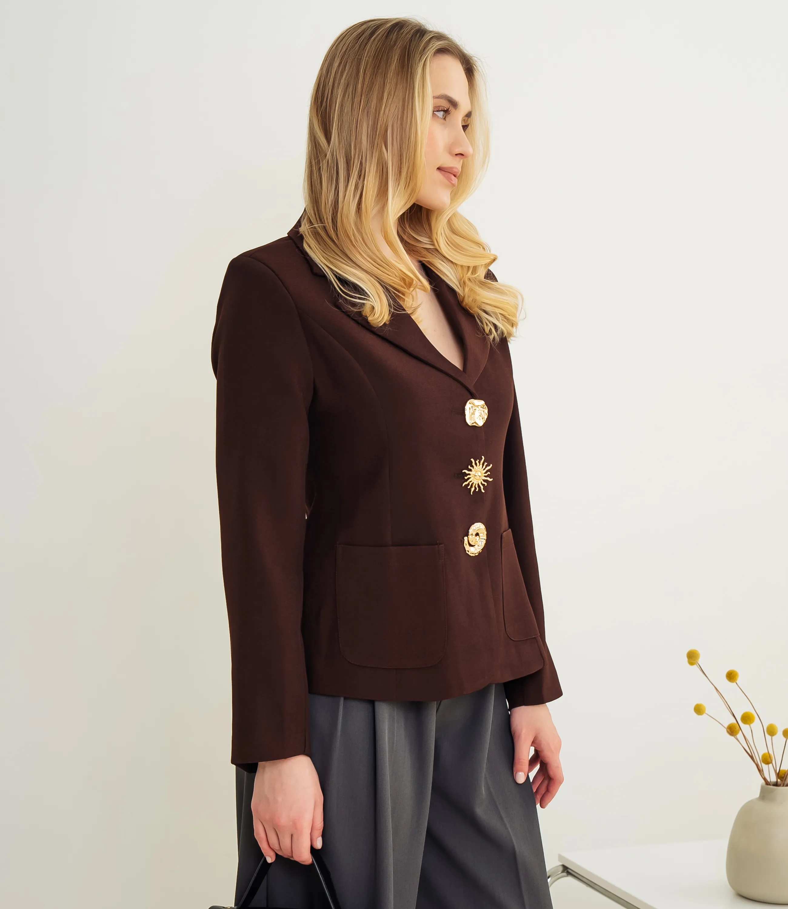 Жакет #КТ8067, шоколадный - фото 2