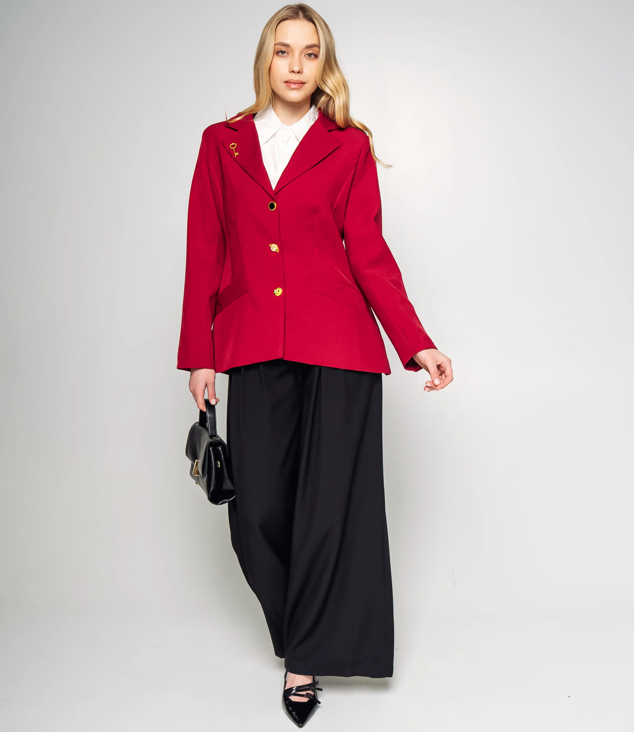 Жакет #КТ758, бордовый - фото 4