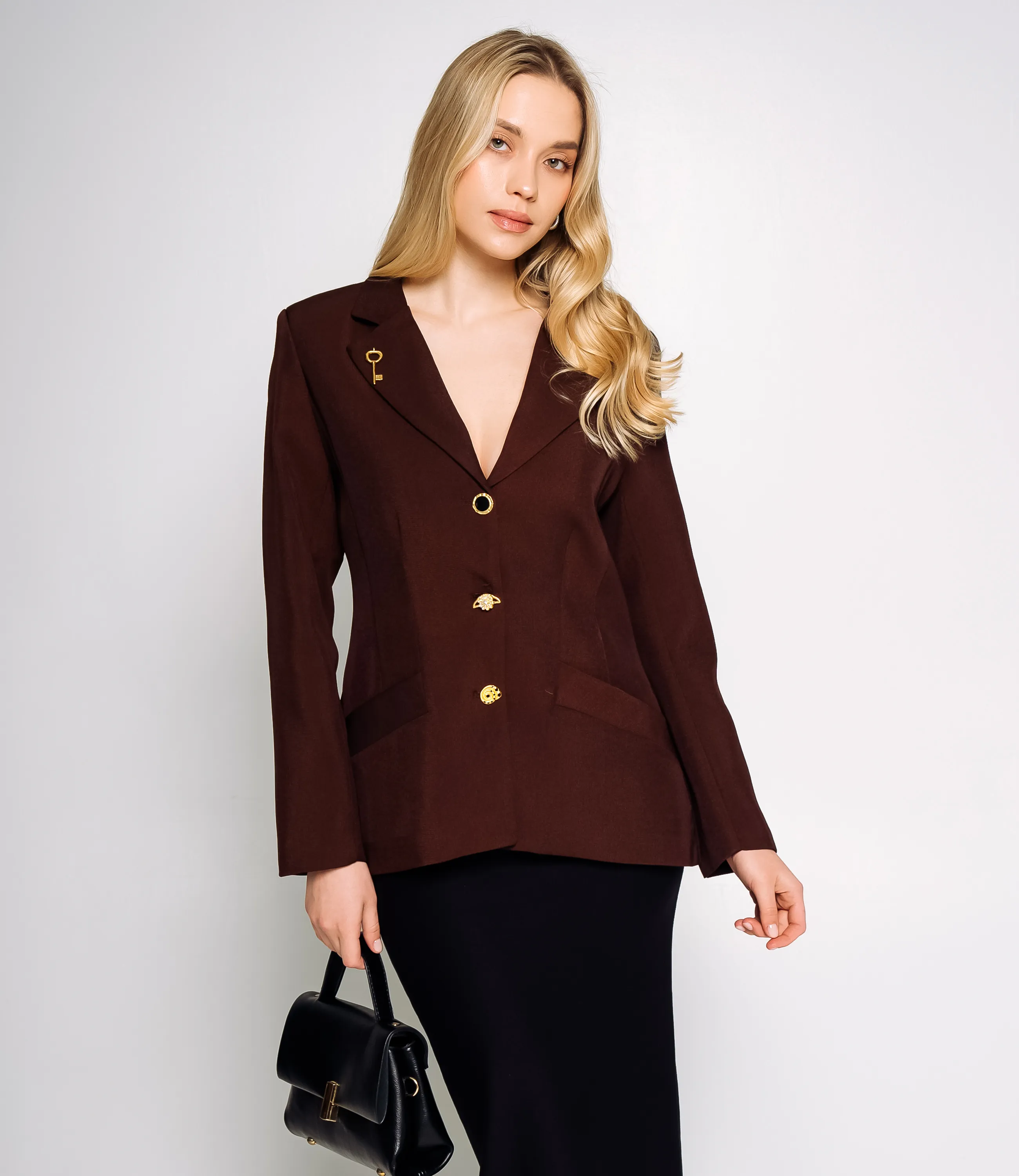 Жакет #КТ758, шоколадный - фото 1