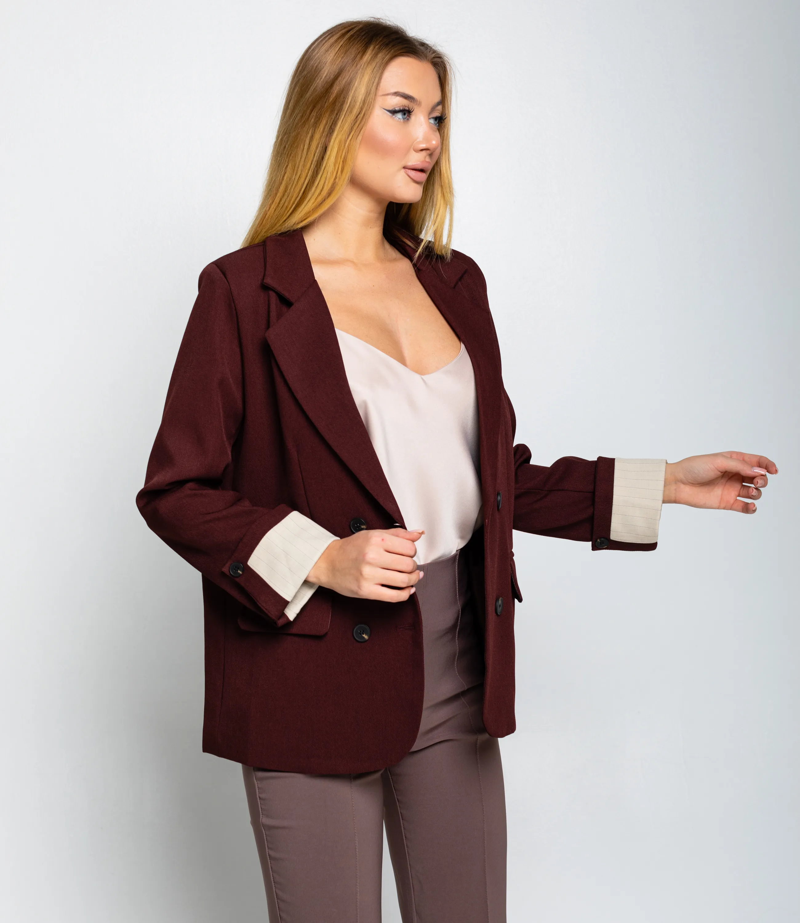 Пиджак #КТ8999, тёмно-бордовый - фото 2