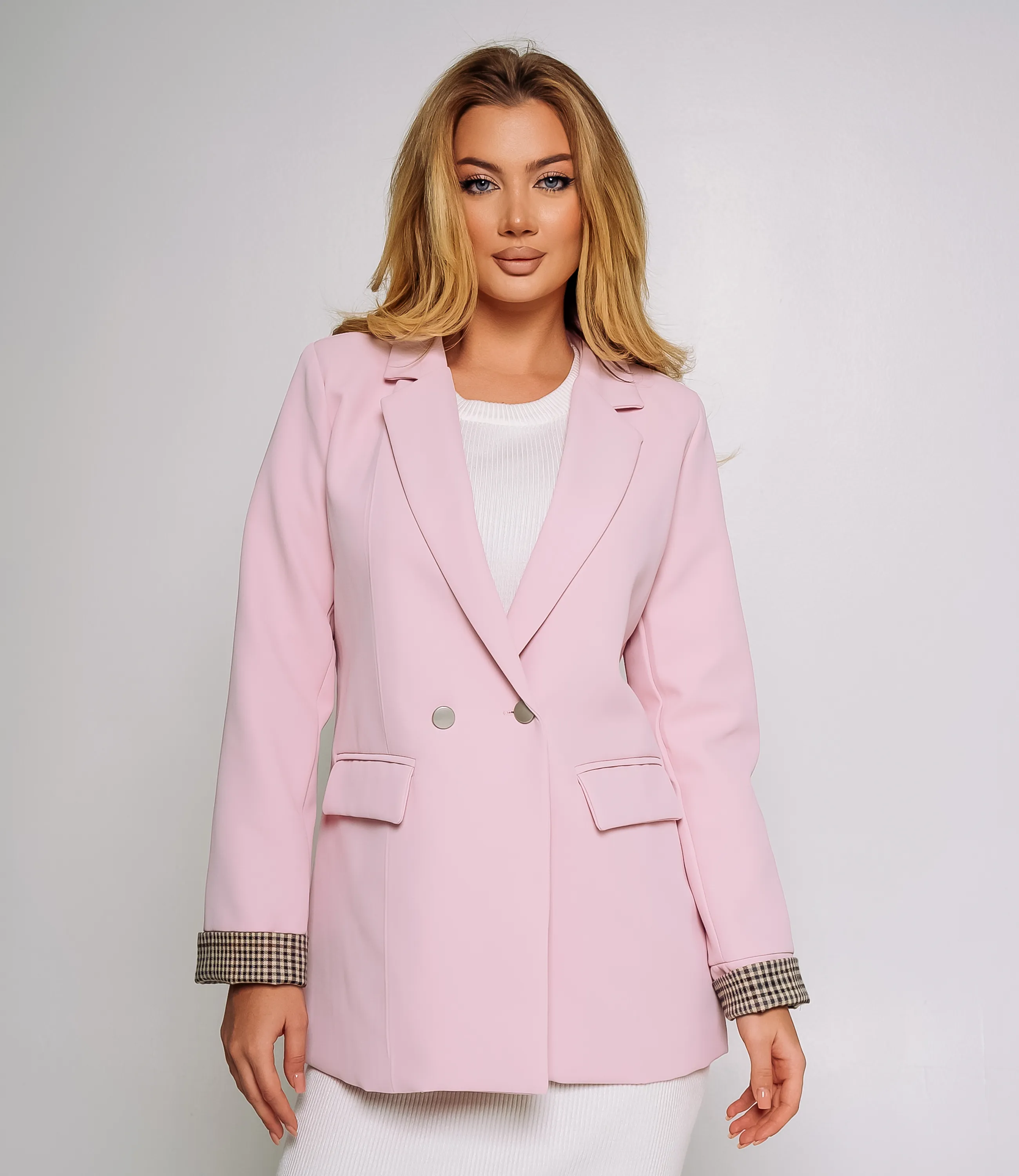 Пиджак #КТ8151 (1), пудровый - фото 1