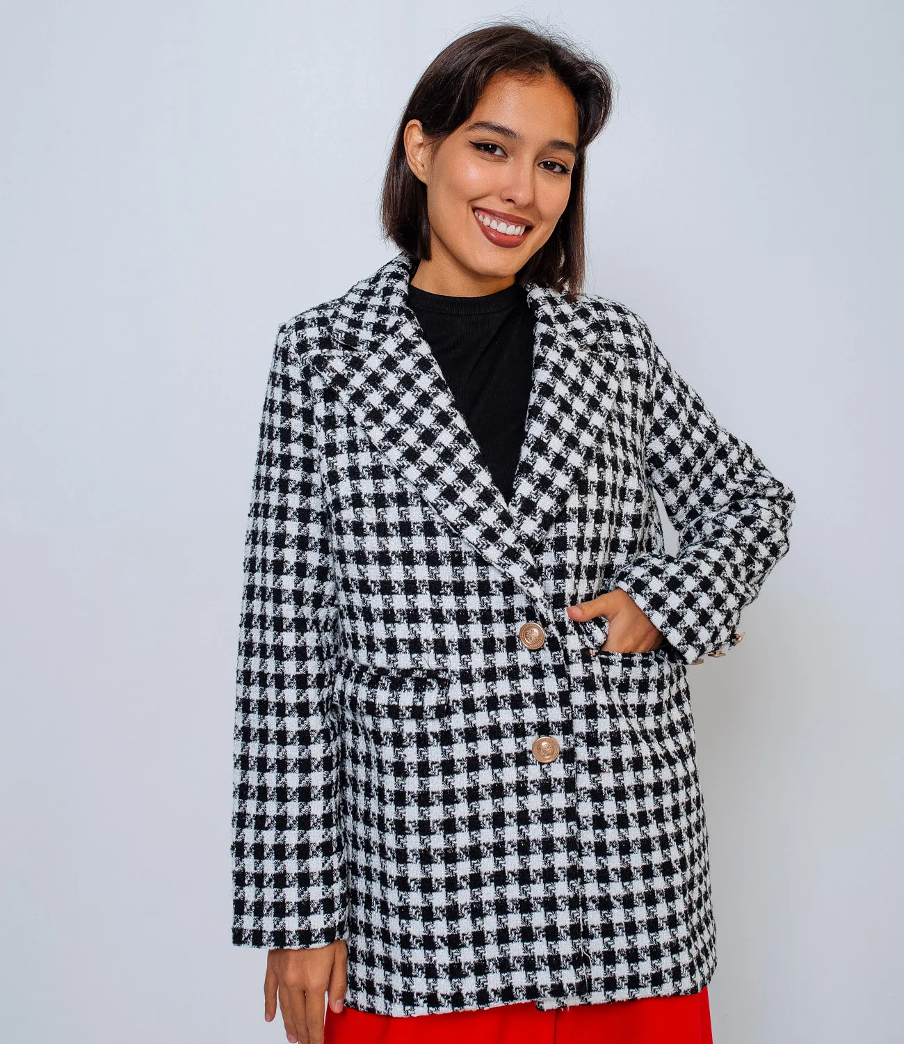 Пиджак #БШ1607, чёрный,белый - фото 1